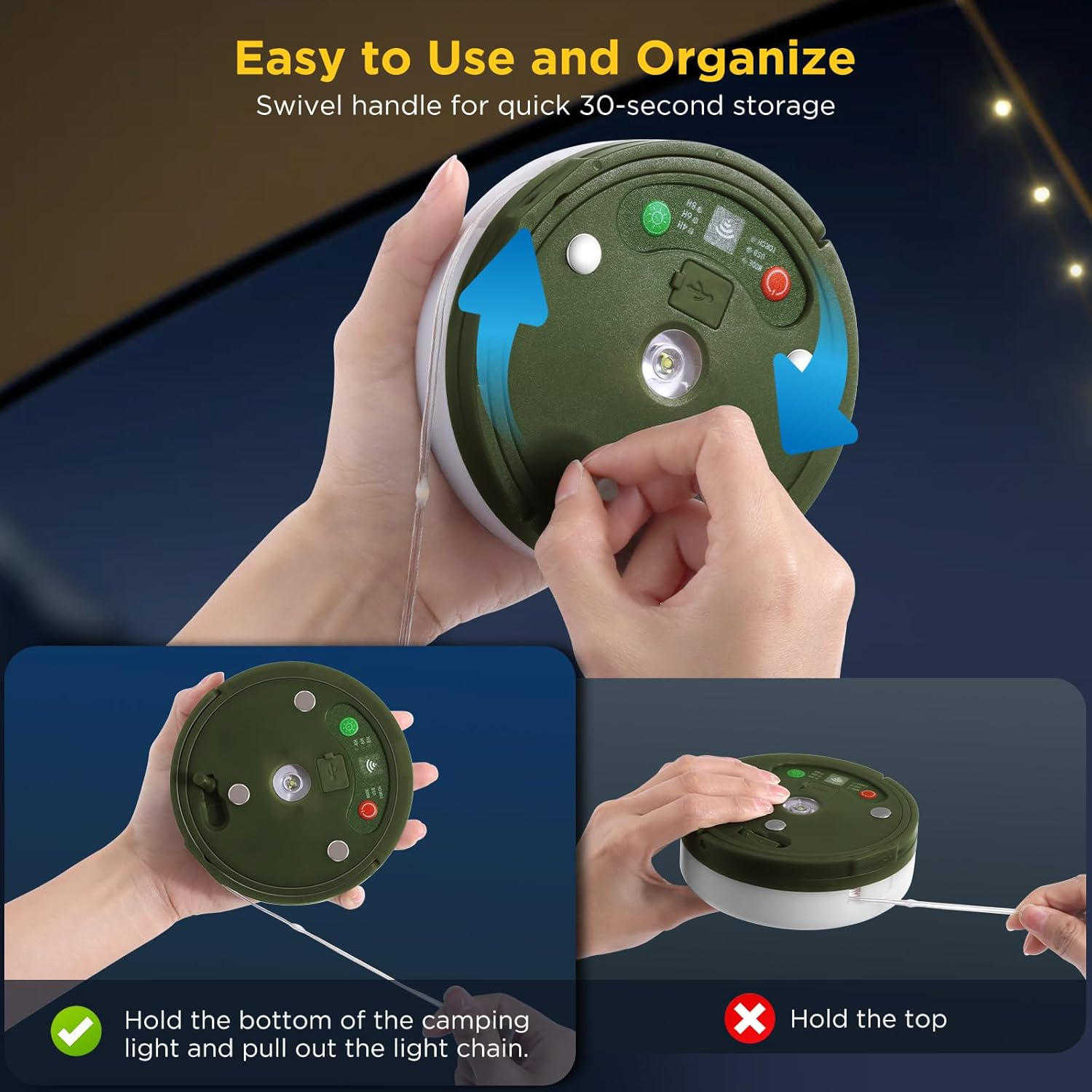 Camping String Lights, 10M Outdoor String Lights with Remote, USB Rechargeable Portable Camping Lights with 8 Lighting Modes for Garden Party Decorations Outdoor image number 2