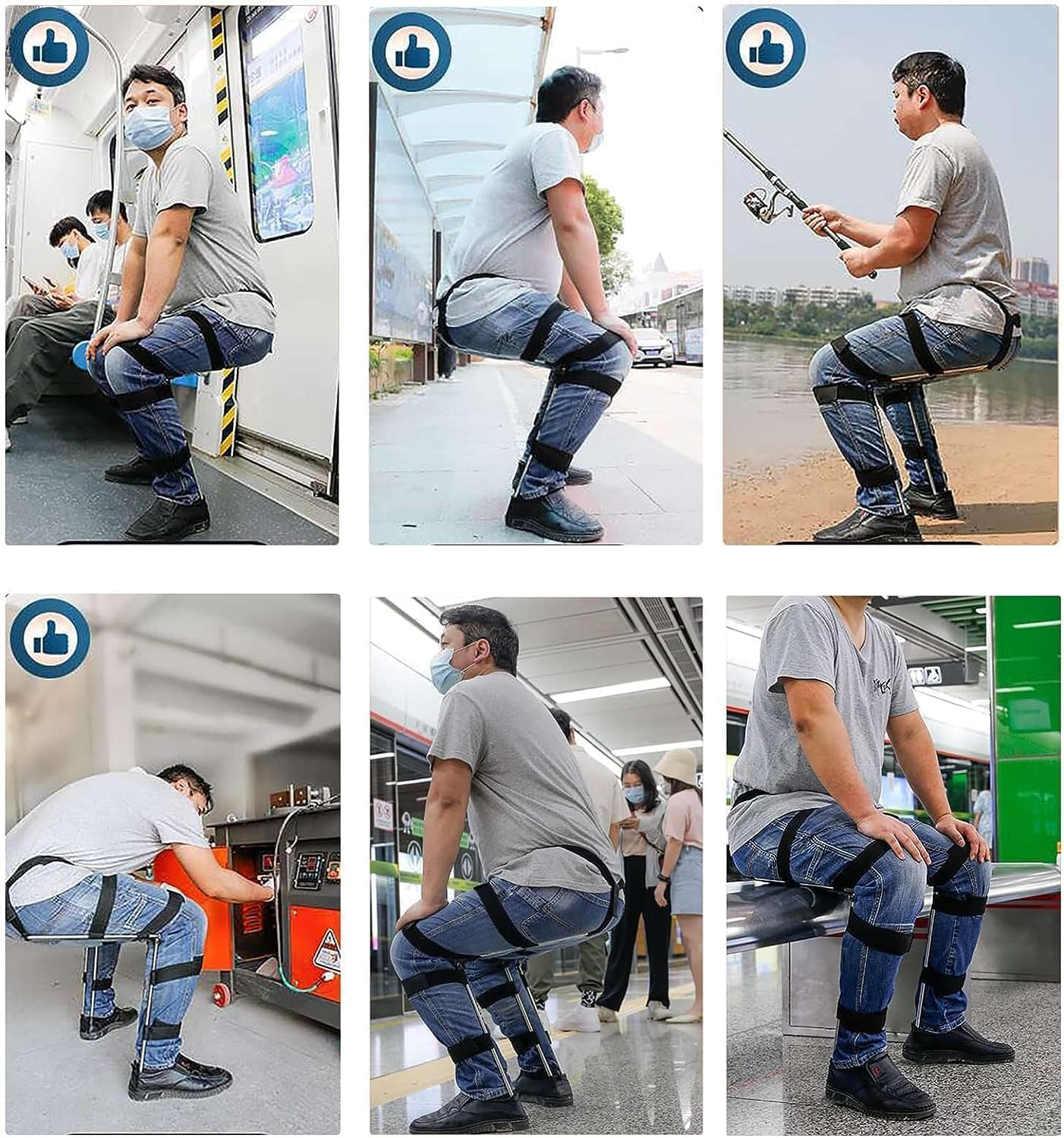 Wearable Chair Exoskeleton Levitation Seat, Invisible Chair Wearable Exoskeleton Human Wearable Seat, Anywhere Camping Folding Stool Withstands 330Lbs,L image number 5