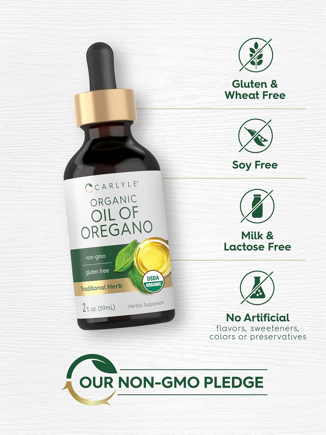 Organic Oil of Oregano | 2 Fl Oz Liquid | Vegan, USDA Certified | Non-Gmo, Gluten Free Drops | by Carlyle image number 4
