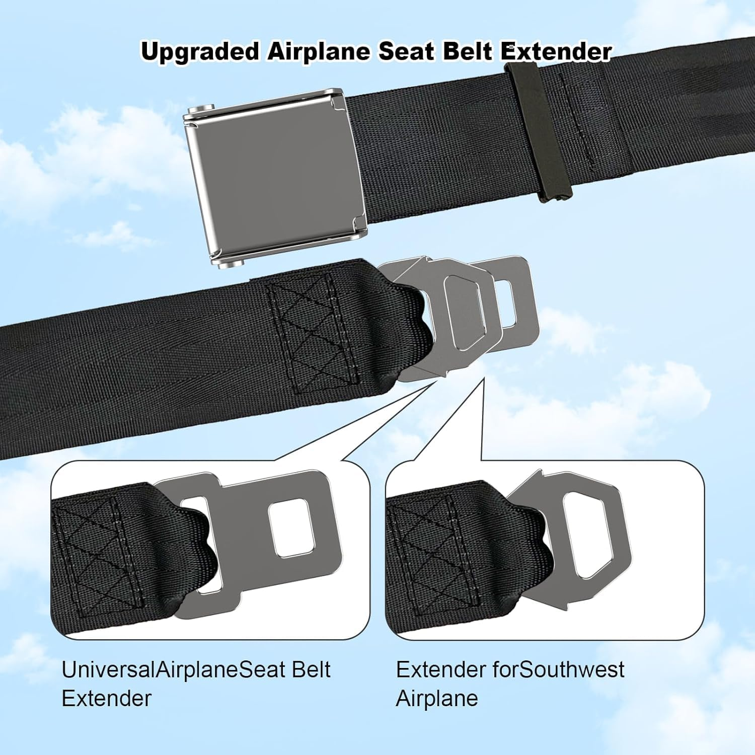 Airplane Seat Belt Extender, Adjustable 7-35 Inch Seatbelt Extender for Most Airlines, FITS All Airlines in US except Southwest