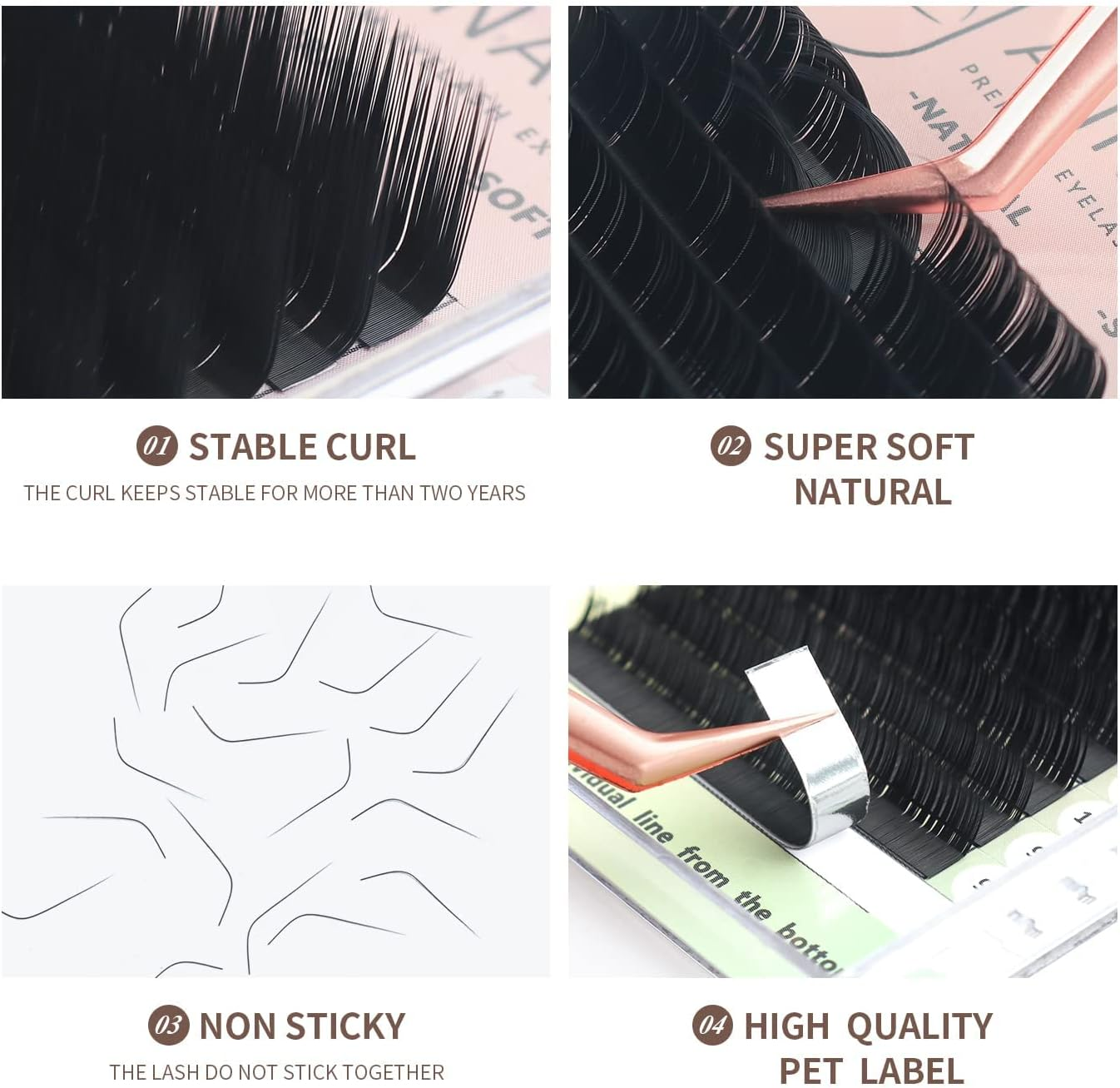 ANNAFRIS L/LC/LD/LU(M) Curl Individual Eyelash Extension Natural Synthetic Mink Matte Black False Lashes Extension Faux Cils Maquillage (LD Curl, 0.10 8-15Mm Mix)