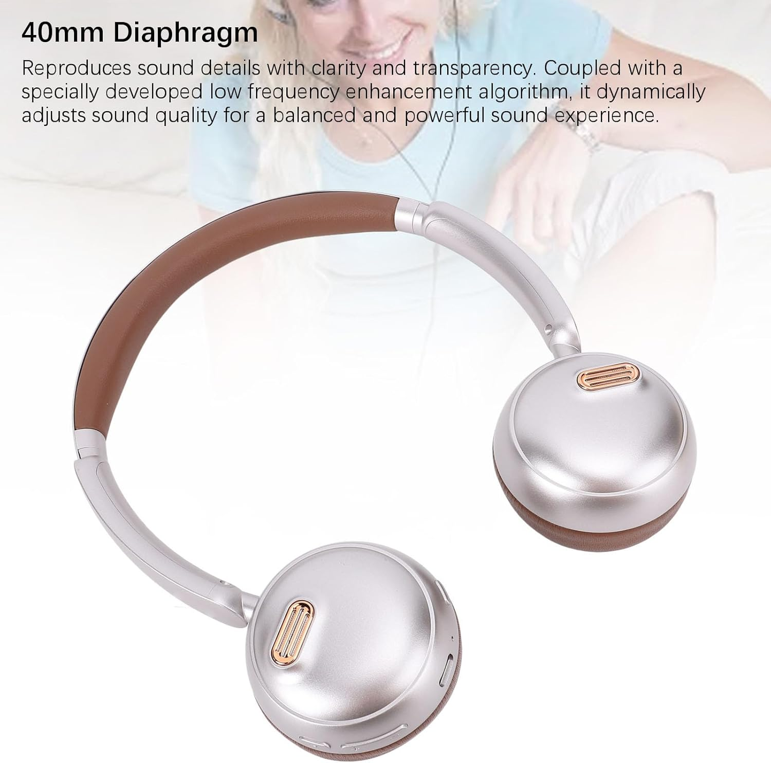 Retro Headphones, Bluetooth 5.4 Headphones over Ear Wireless Headset, 50H Playback, Matte Texture, 40 Mm Membrane, Lightweight Comfortable ANC Headphones for Travel Home (Brown) image number 1
