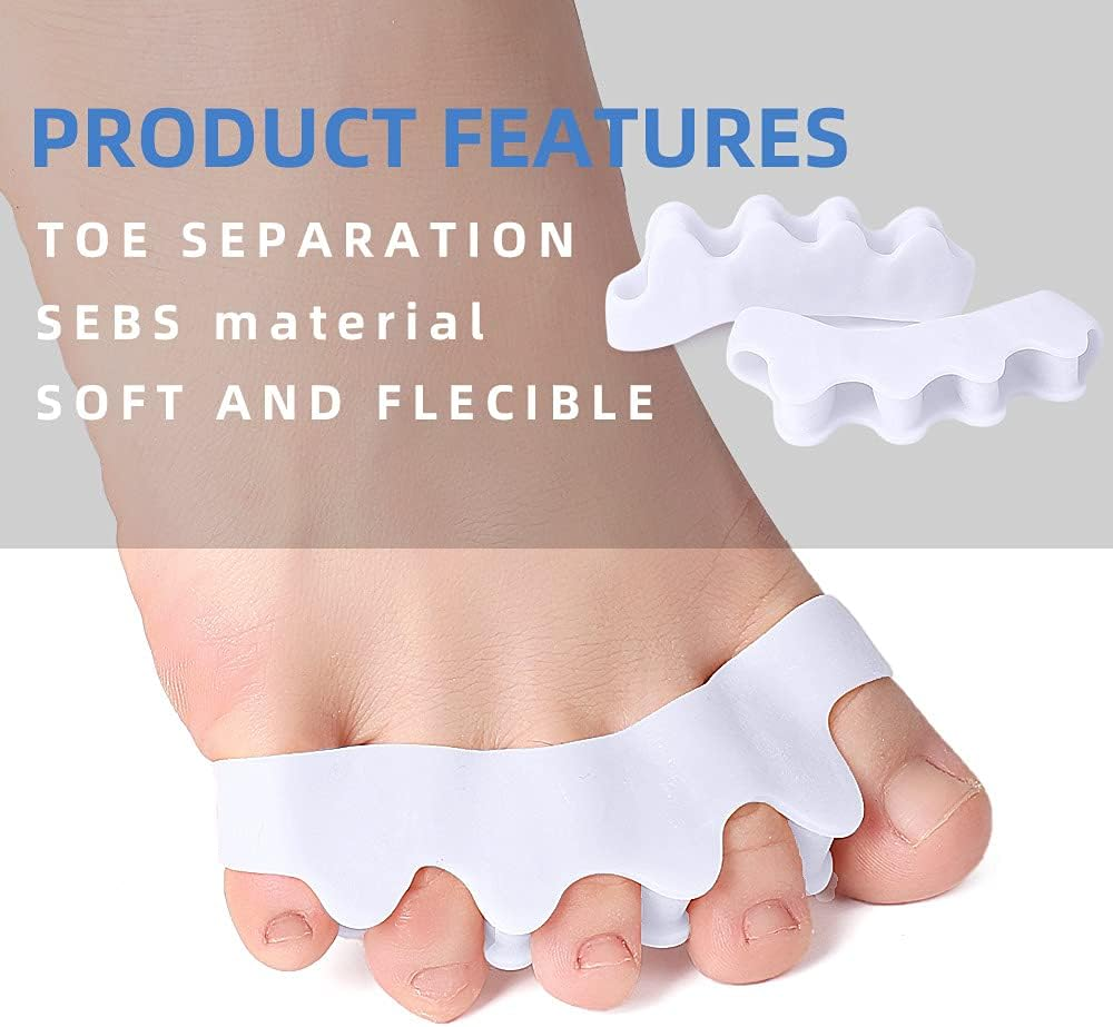 Toe Spacers for Bunions & Hammer Toe - 5 Hole Breathable Toe Separators, Gel High Elastic Hallux Valgus Corrector, Comfortable Toe Straightener for Foot Pain Relief [2 Pairs] image number 1