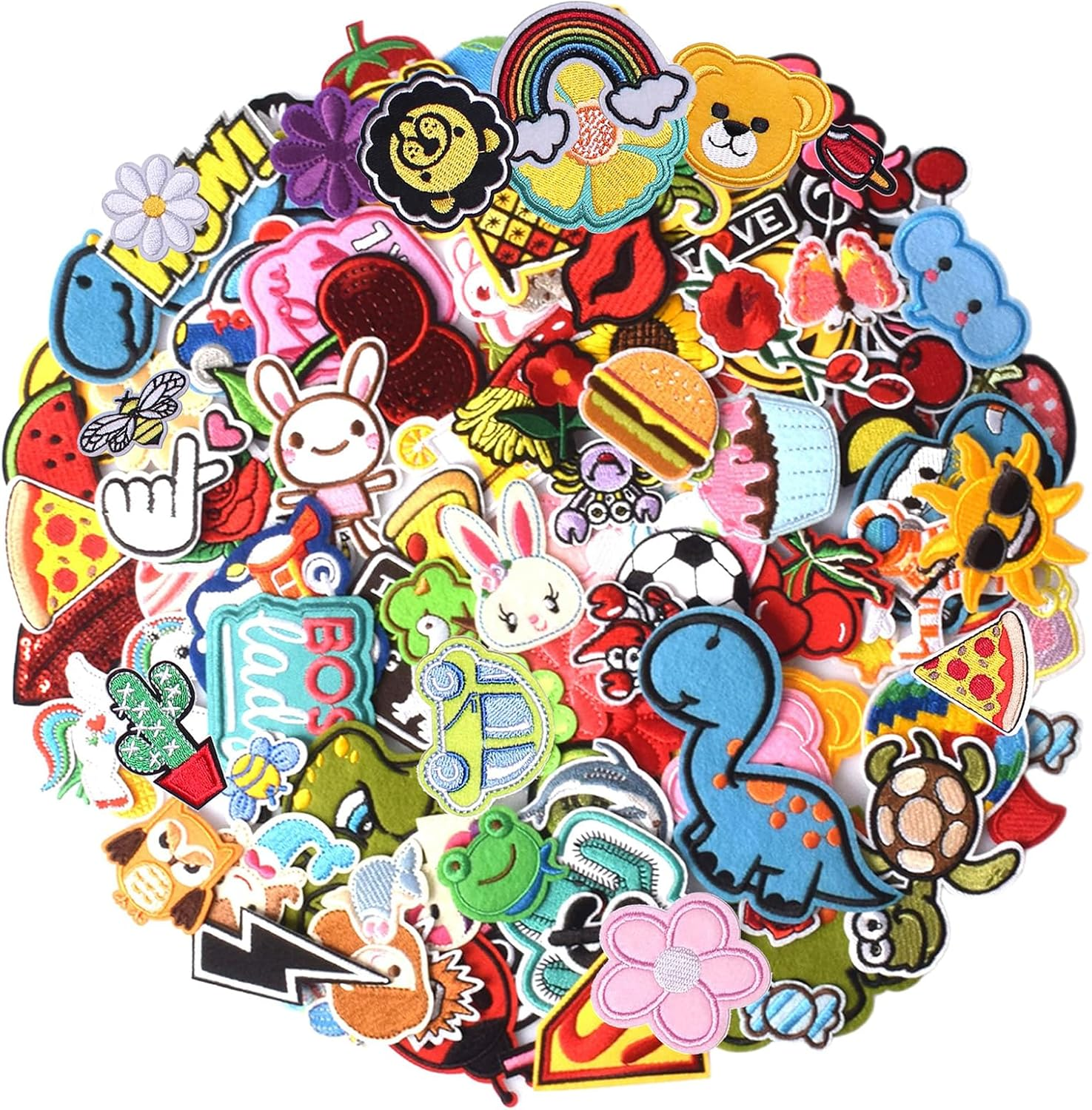 60PCS Random Assorted Styles Embroidered Patches, Iron on Patches Sew on Patches Embroidery Patches, DIY Sew Applique Repair Patch for Clothes Dress Pants Hats Jeans, Sewing Flowers image number 4