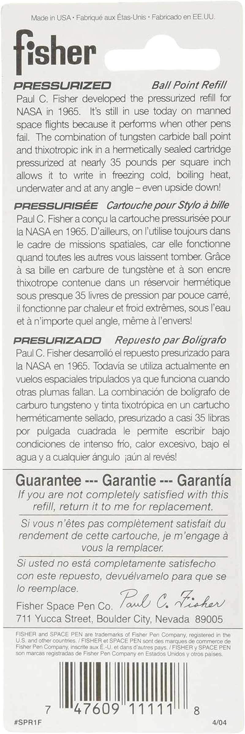 Fisher Space Pen - 3 Pressurized Cartridges Blue Ink Fine Point #SPR1F image number 2