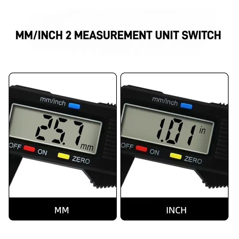Digital Caliper Measuring Tools, W.Sealet 0-6 Inch Electronic Vernier Caliper with Large LCD Screen, Lightweight Plastic Reinforced with Carbon Fibres Caliper image number 1