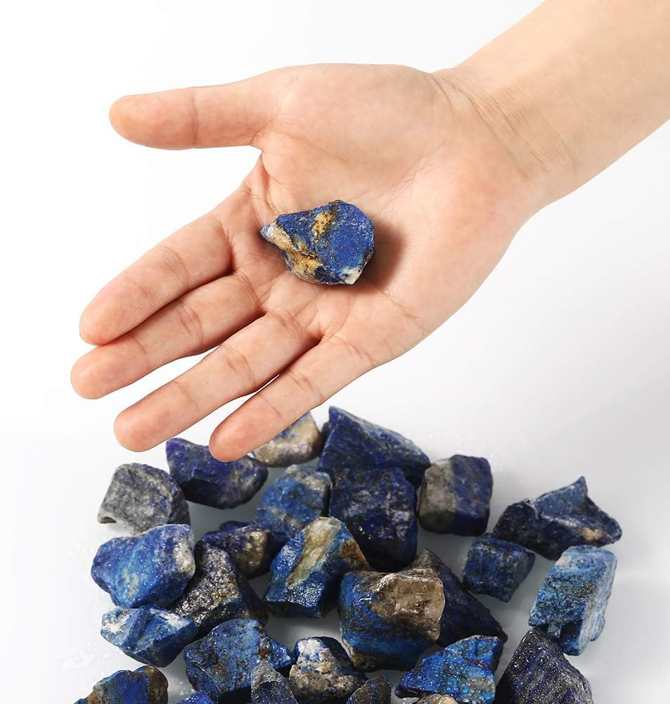 Bingcute 1Lb Bulk Raw Rough Lapis Lazuli Stones Raw Natural Stones for Tumbling,Cabbing,Polishing,Wire Wrapping,Gem Mining, Wicca and Reiki Crystal Healing-Large 1"-1.5" image number 4