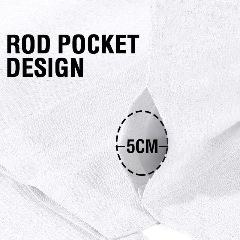 H.VERSAILTEX Linen Look 100% Blackout Curtains for Bedroom Full Light Blocking Rod Pocket Linen Textured Thick Window Curtain Drapes with White Backing, 2 Panels Set, Each W132Cm X D213Cm, Pure White image number 4