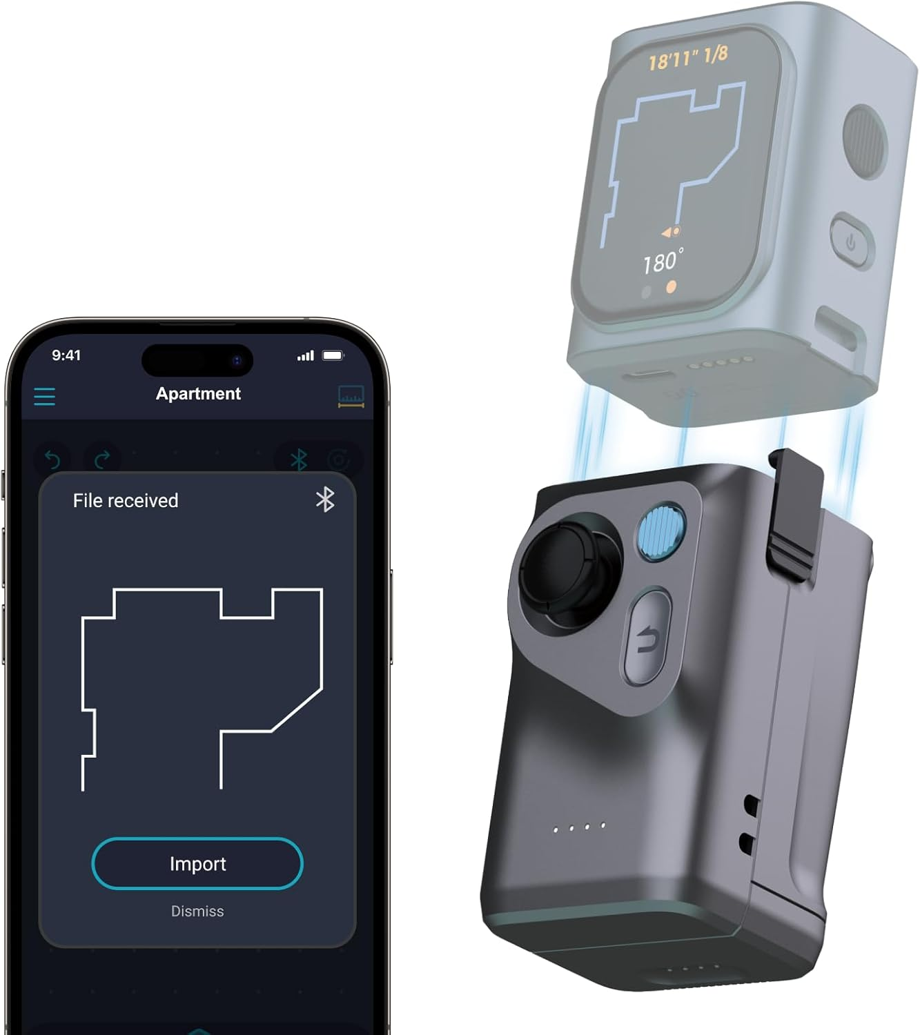 HOZO M-Cube Modular Laser Measuring Tool,Include 00 Laser Measure,01 Smart Planner Adaptor,03 Bilateral Laser+ Adaptor,05 Laser Scale Roller Adaptor image number 5