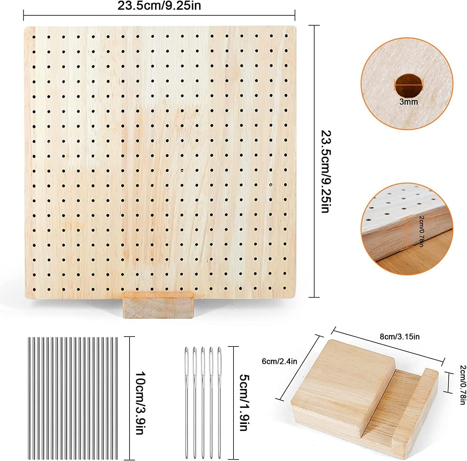 Wooden Crochet Blocking Board, Granny Square Blocking Board with 20 Pins and 5 Large Eye Needle, Blocking Mats for Knitting, Crochet Holder Accessorie image number 2