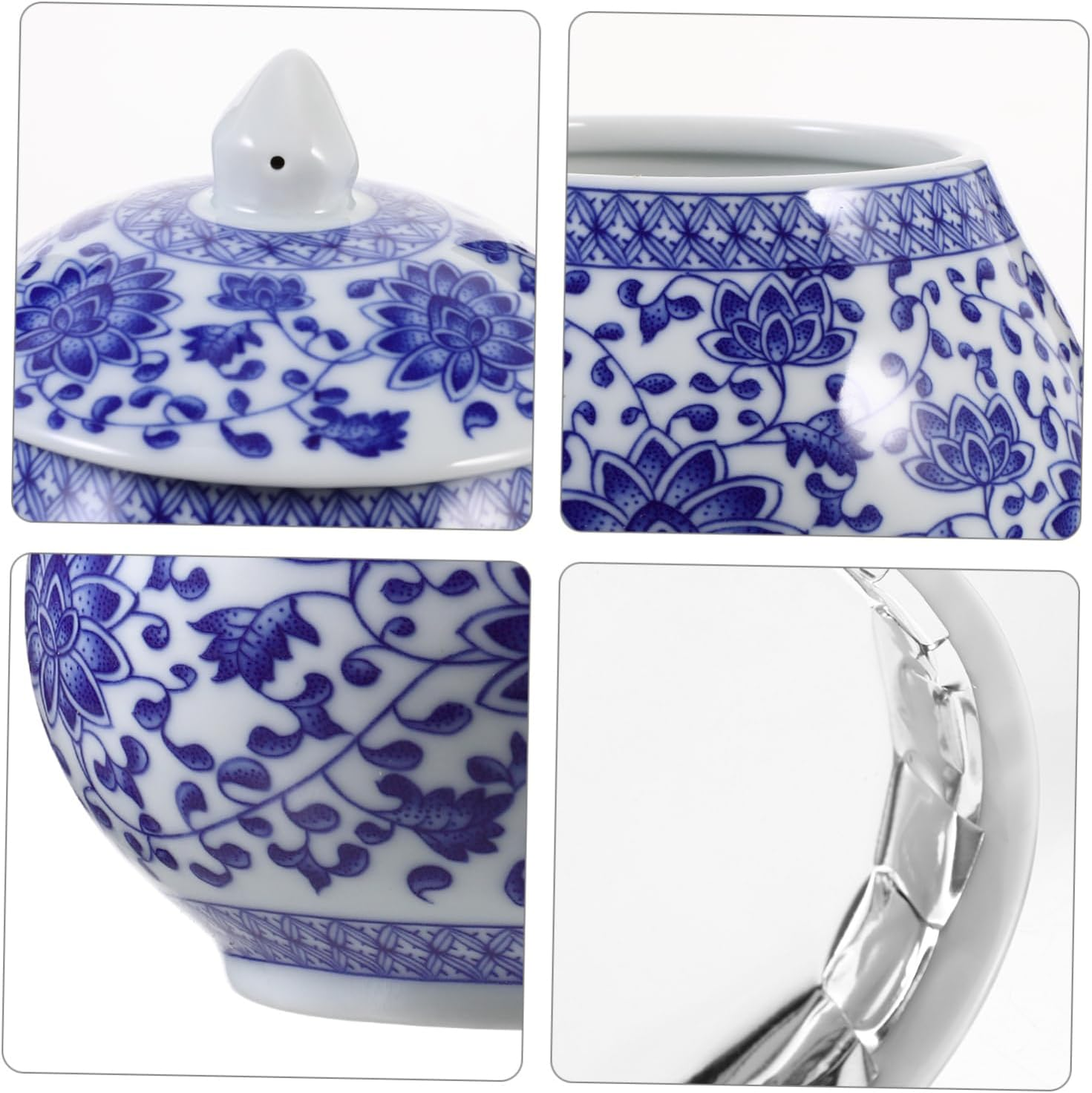 Ceramic Tea Jar Ginger Jars for Home Decor Blue White Porcelain Tea Storage Canister image number 2