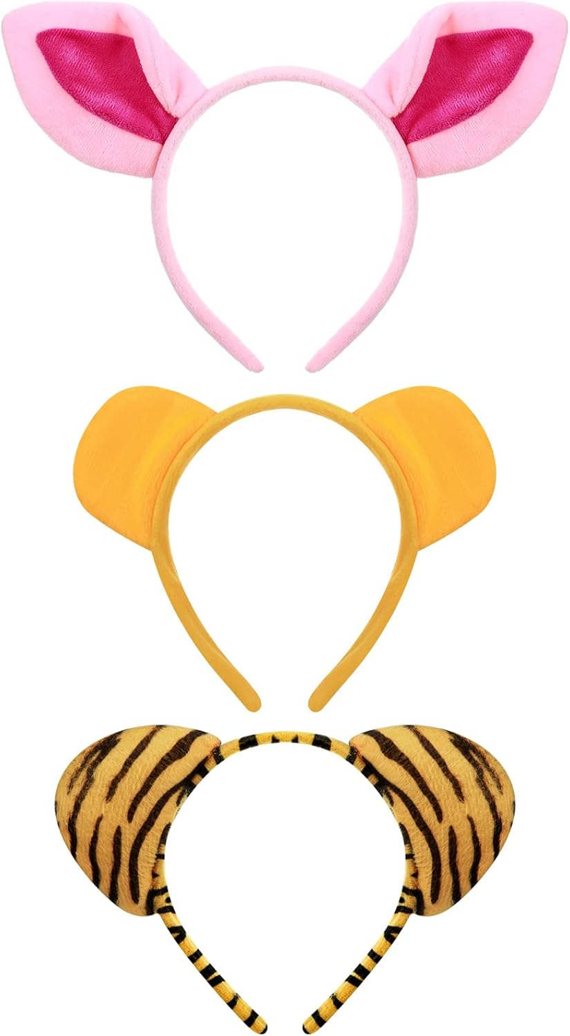 Cindeer 3 Pcs Zoo Animal Ear Costume Headband Jungle Safari Plush Ear Hair Hoop for Adult Animal Party Cosplay Prop image number 2
