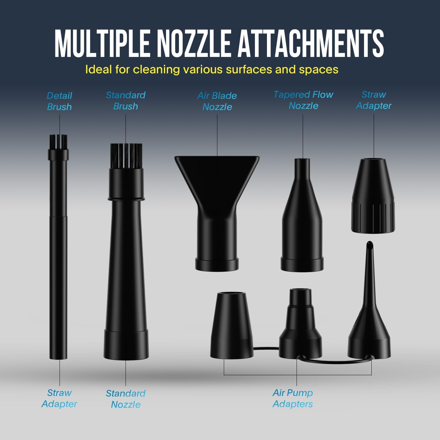 XPOWER Electric Air Duster for Dusting Drying Inflating Blowing Car Detailing Computer Leaf Blowing (Black, A-2) image number 5