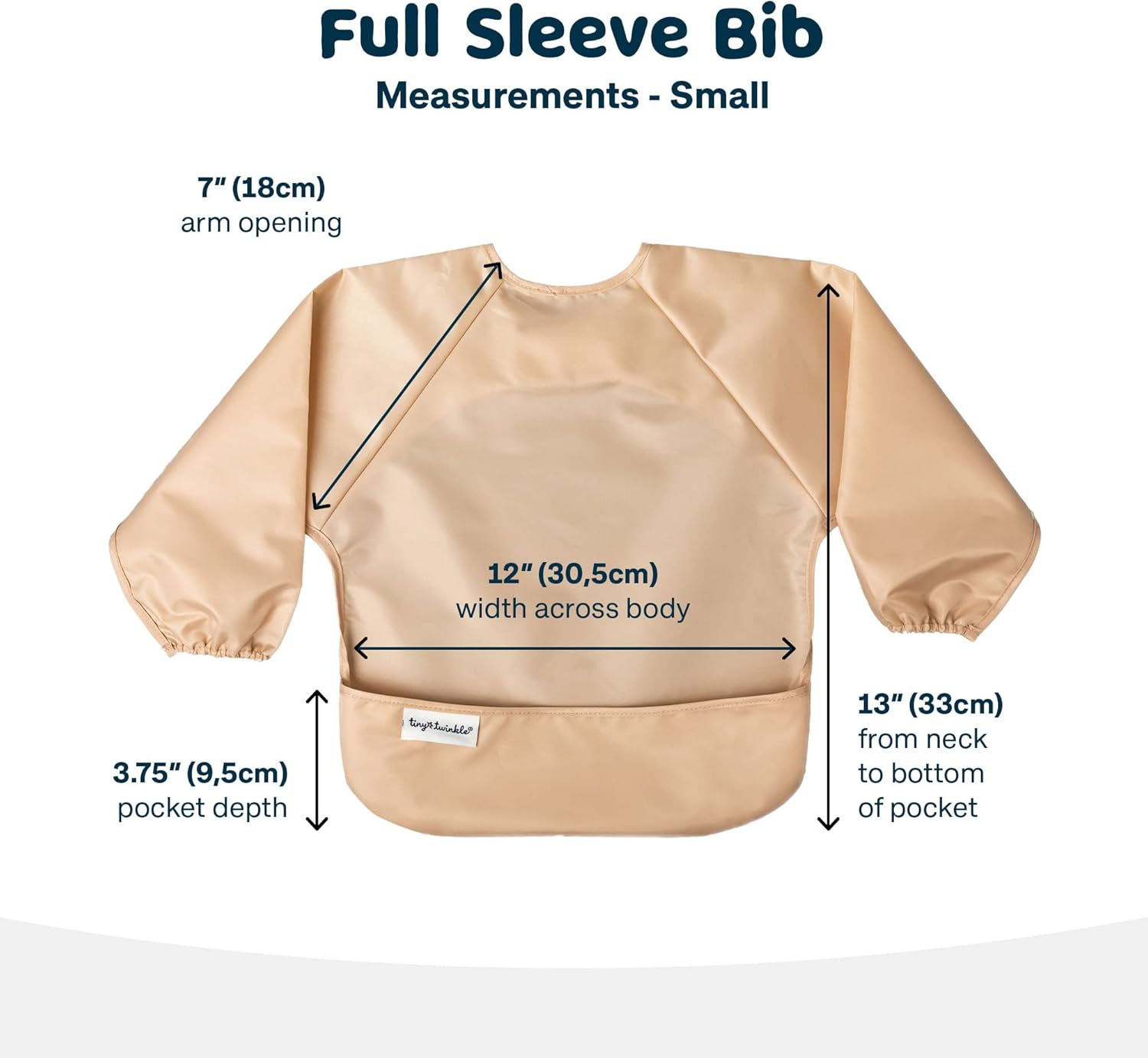 Tiny Twinkle Mess Proof Baby Bib, 2 Pack Full Sleeve Bib Outfit, Waterproof Bibs for Toddlers, Machine Washable, Tug Proof, Baby Smock for Eating, Long Sleeve image number 7