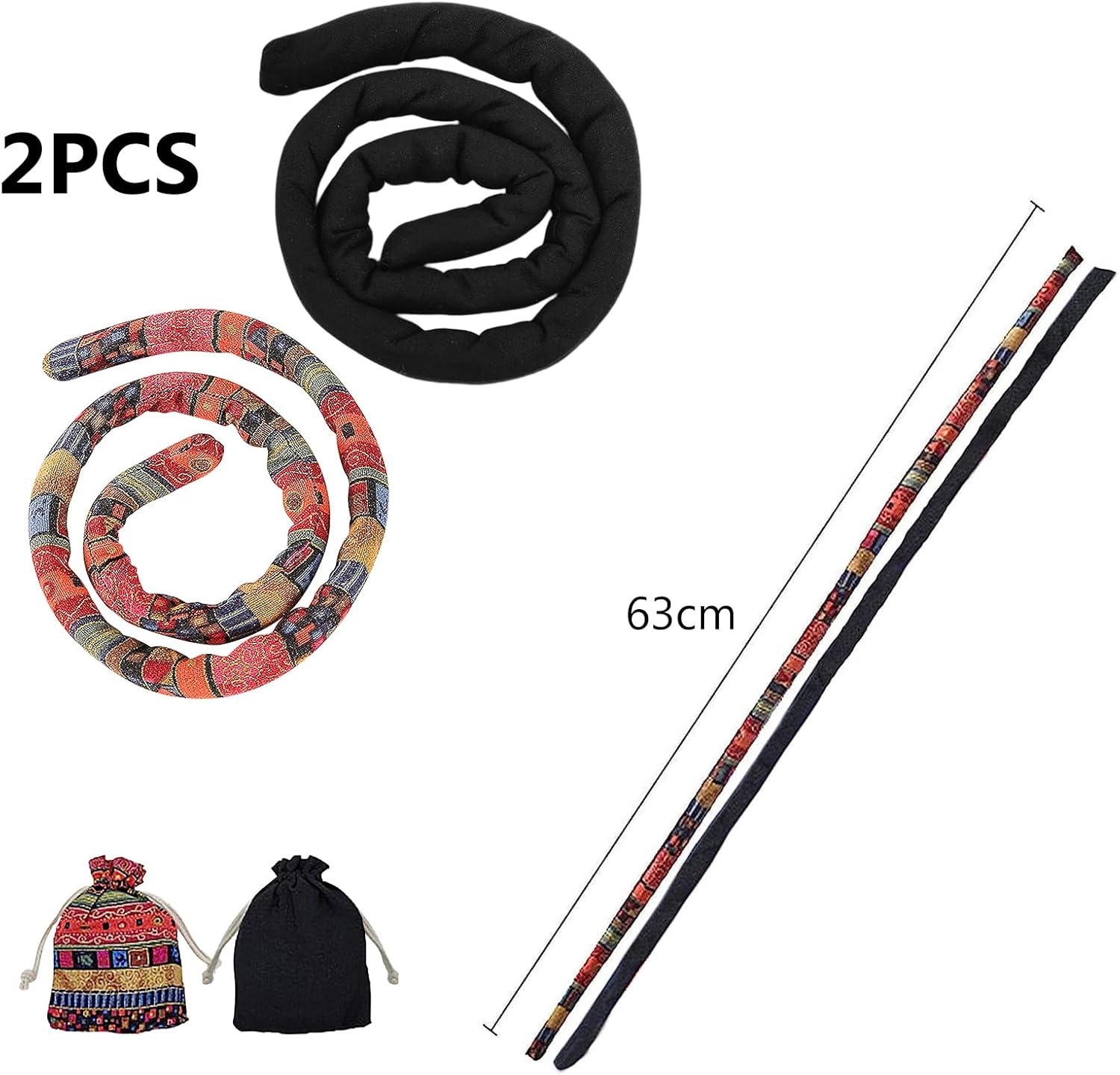 Pack of 2 Spiral Lock Hair Bands Dreadlock Accessories Dreadlock Hair Scrunchie Spiral Fabric Dreadlock for Women and Men Ponytail Holder Colourful Bendable Hair Ties Long Dreads Thick Curly Hair image number 6