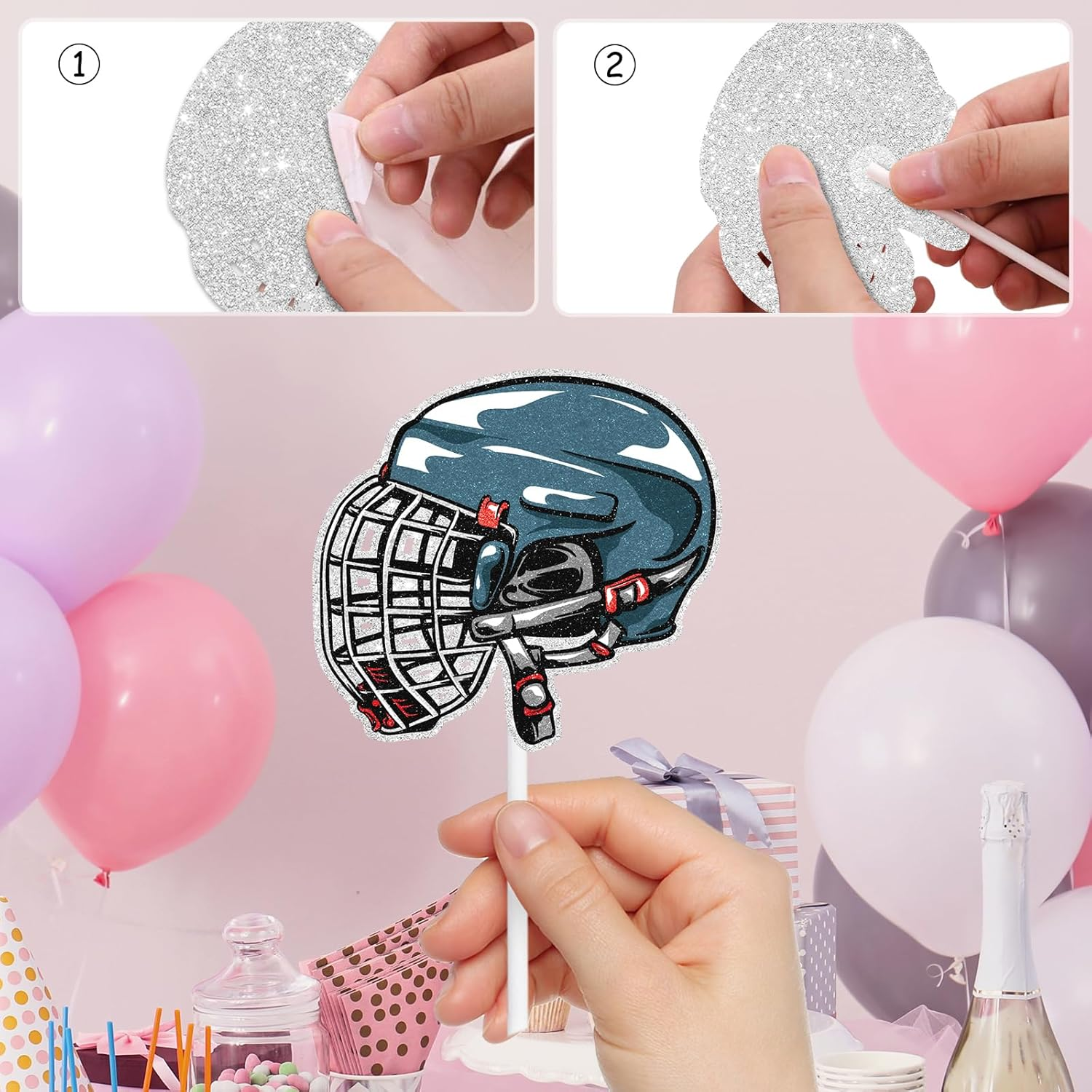 18-Piece Hockey Player Happy Birthday Cupcake Toppers Set - Kids' Hockey Themed Party, Boys and Girls Birthday Party, or Baby Shower Party Decorations Supplies - LIANGSS image number 2