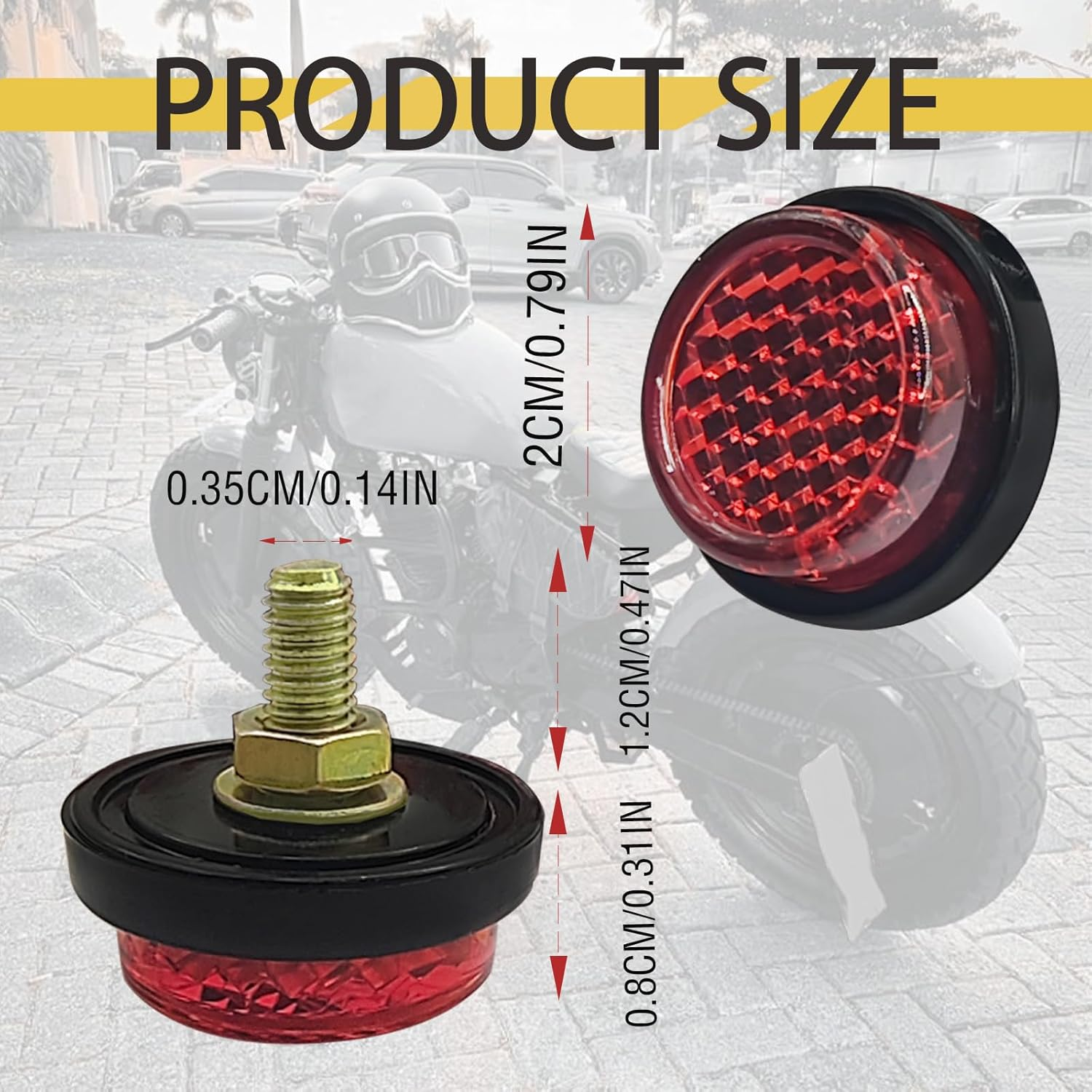 6PCS Mini Reflector with Screw Nut Type M5 Universal Screw Tag Bolt round Reflective for Motorcycle Bicycle Bike - Red - Red image number 5