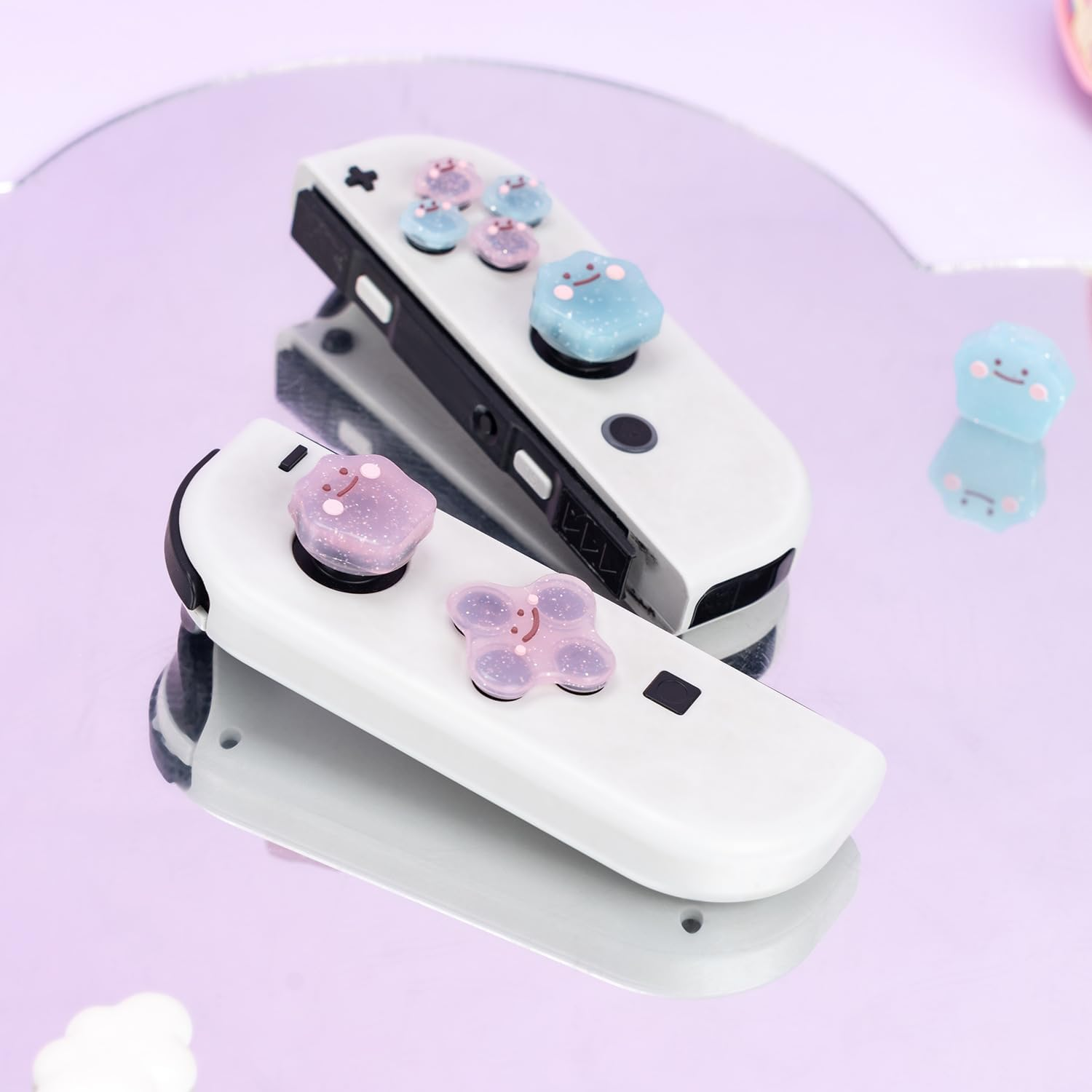 Cute D-Pad Button Caps Silicone Thumb Grips Set, Key Buttons Sticker Joystick Cover Caps Compatible with Nintendo Switch/Oled - Monster image number 6