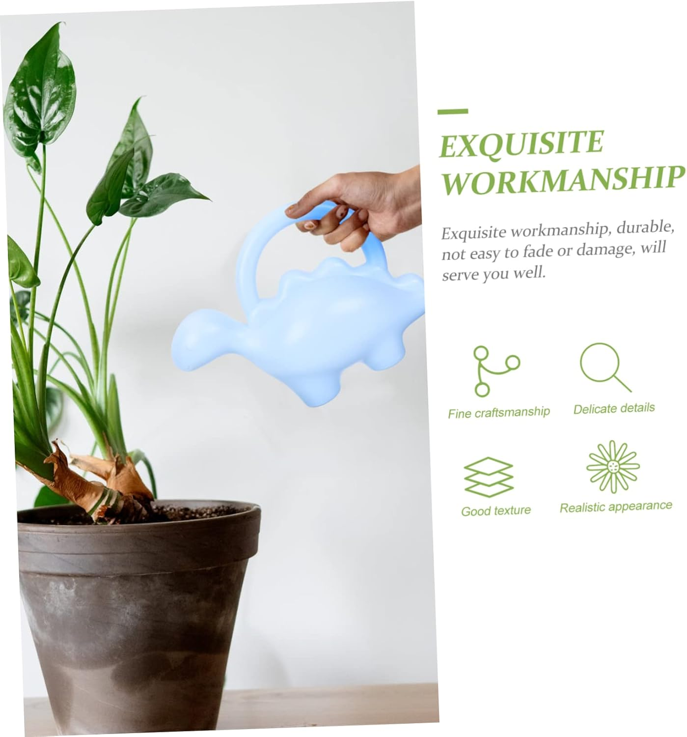 Dinosaur-Shaped Plant Watering Can for Boys and Girls 2Pcs Small Garden Watering Kettles in Green and Blue for Indoor and Outdoor Gardening image number 3
