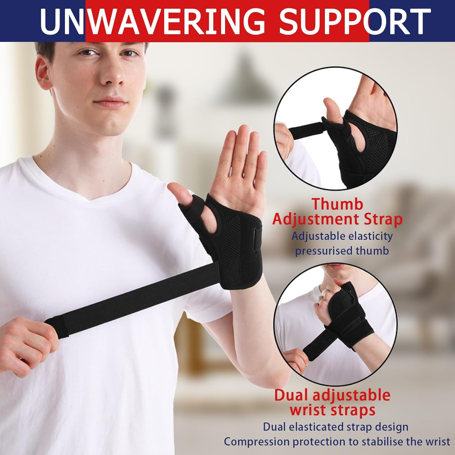 Thumb Brace, Adjustable Right and Left Thumb Wrist Stabilization Support，Thumb Spica Support Strap for Arthritis, Tendonitis & De Quervain- Universal Size (Gray) image number 5