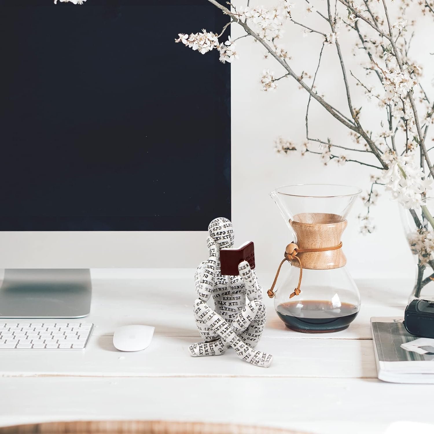 Prosfalt Home Decor Pulp Reading Women Figurine Thinker Statue Aesthetic Sculpture Room Decor Abstract Decorations on Desk Shelf Table Bookshelf for Living Room Office Bedroom FD92138777 - Sandstone - Right Reverie image number 3