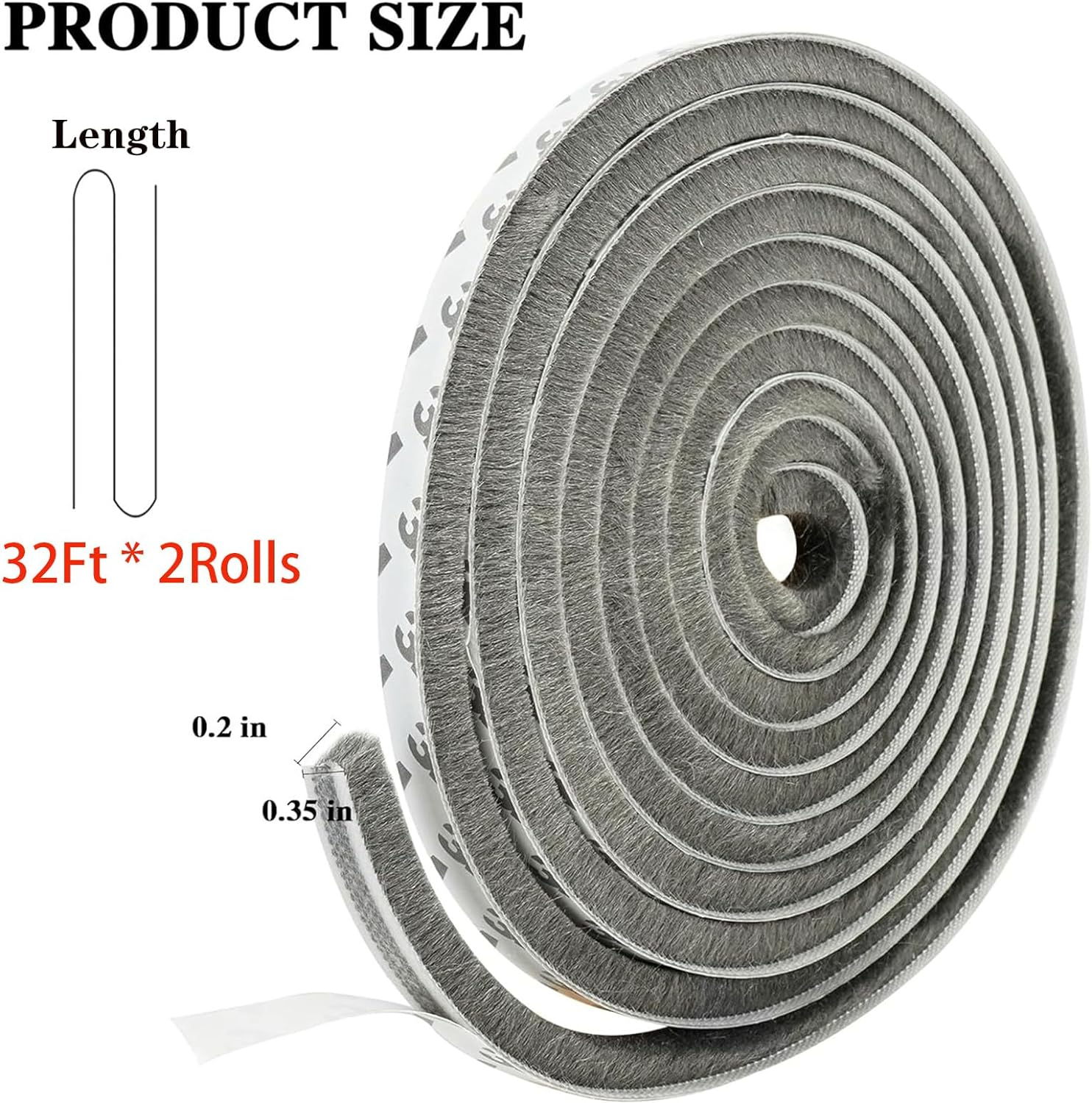 Pacify 2 Rolls 65.6 Ft Weather Stripping Door Seal Strip Self Adhesive Window Seal Strip Brush for Soundproofing Windproof Dustproof Wide 9 Mm*Thick 5 Mm image number 1