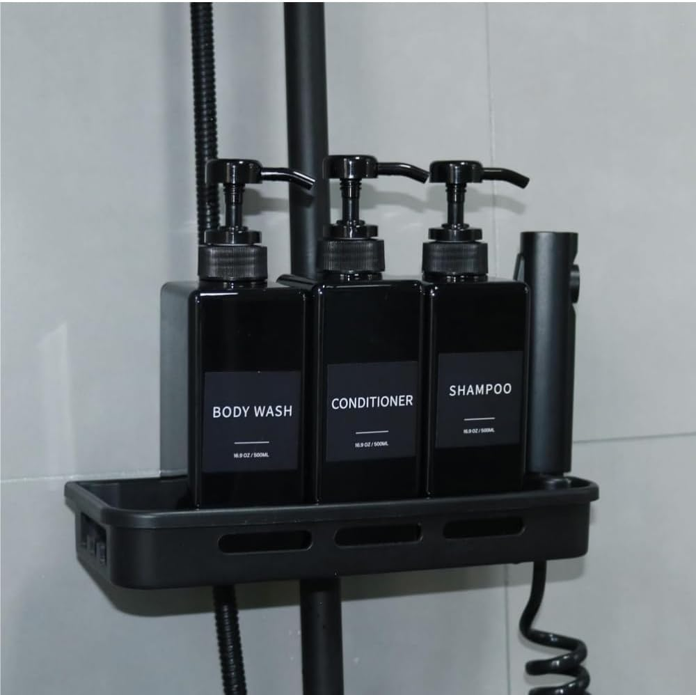 DACUAN Hand Soap Dispenser, 6 Pcs 500Ml Shampoo and Conditioner Bottles, Empty Pump Bottle Dispenser, Bathroom Soap Dispenser Set with Printed Labels image number 3