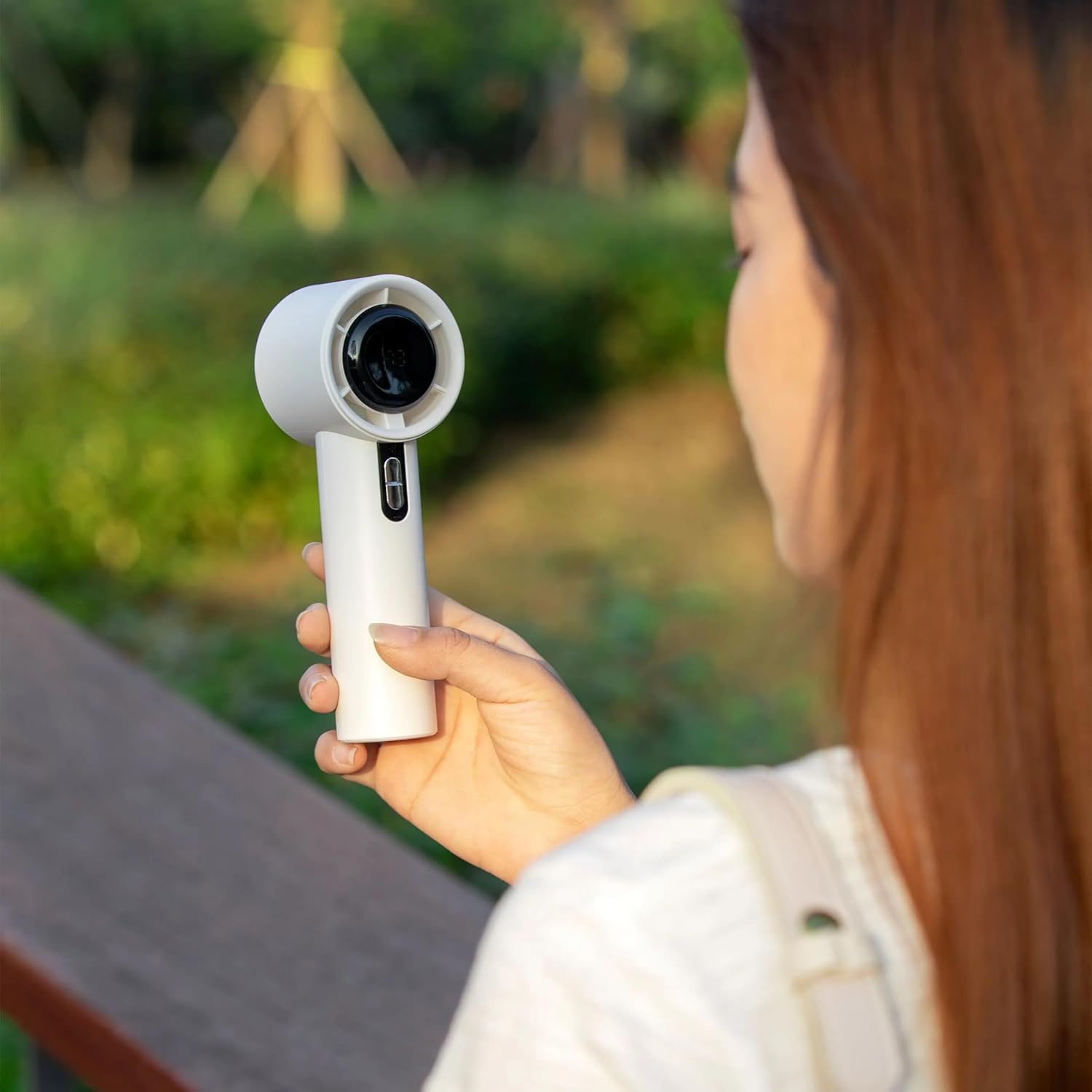 Breezyvibes Portable Handheld Fan - Adjustable Speed Mini Fan with Digital Display, Quiet Brushless Motor, USB Desk Fan for Indoor and Outdoor Cooling | Black