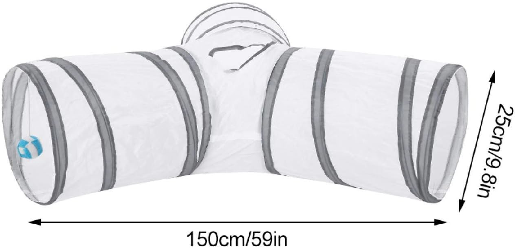 EVTSCAN Pet Cat Tunnel, 4 Color Foldable Collapsible 3 Way Play Toy, Tube Fun for Rabbits, Kittens, and Dogs Pet Interactive Training Toy(White) image number 6