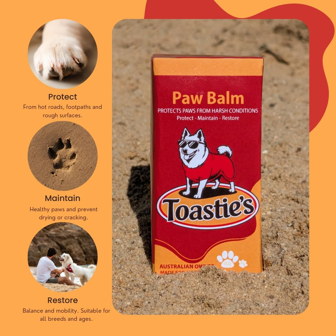 TOASTIE&rsquo;S Dog Paw Balm for Summer | Natural Moisturiser for Dry, Cracked Paws | Protects from Hot Footpaths, Sun & Heat | Lick-Safe & Non-Greasy