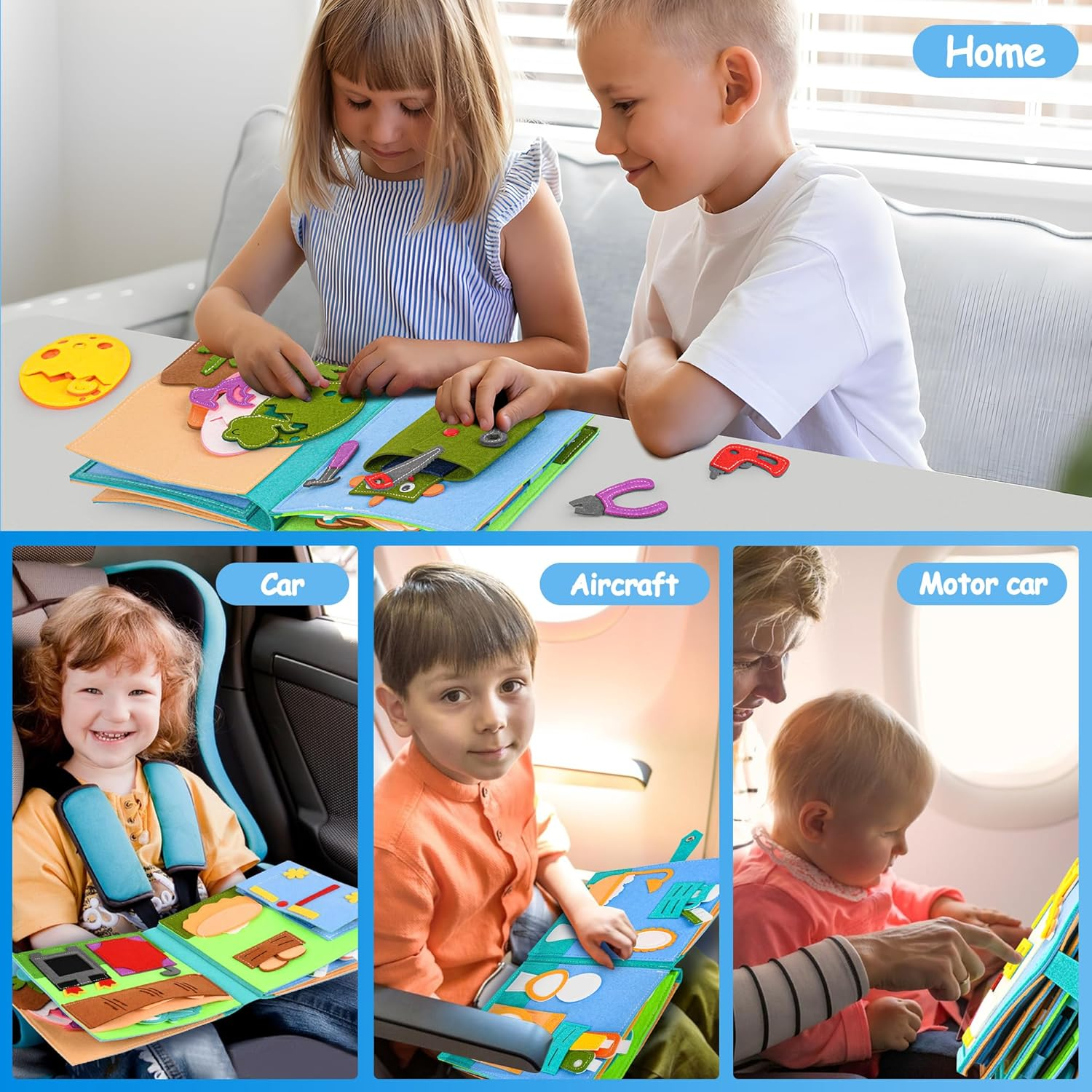 Busy Board, Toddler Travel Toys, Quiet Book, Sensory Toys for Toddlers 2 3 4, Montessori Toys for Toddler Activities Board, Educational Toys for 2 Year Old Girls Boys Gift image number 1