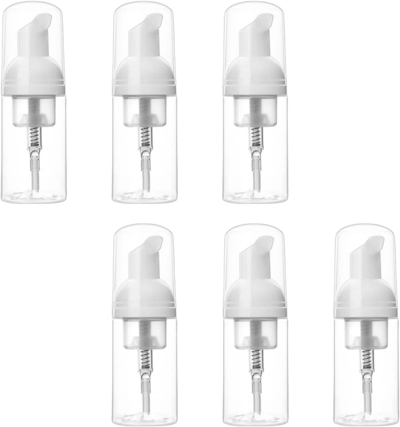 INCAUCA 2 Oz/60Ml Foam Pump Bottle Dispenser 6 PCS, Travel Size Foaming Soap Dispenser, Small Hand Soap Dispenser Refillable, Empty Containers for Toiletries Liquid, Lash Cleanser, Shampoo
