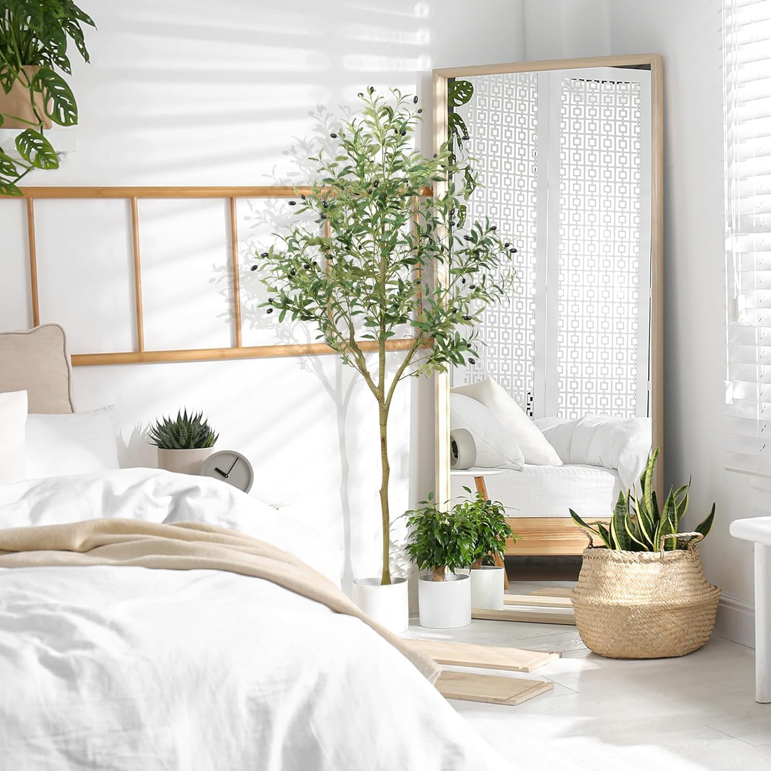 Artificial Olive Tree 6FT, Olive Trees Artificial Indoor with Potted, Large Faux Olive Tree, Suitable for Modern Office Living Room Home Decor Housewarming Gift, 1 Pack image number 3