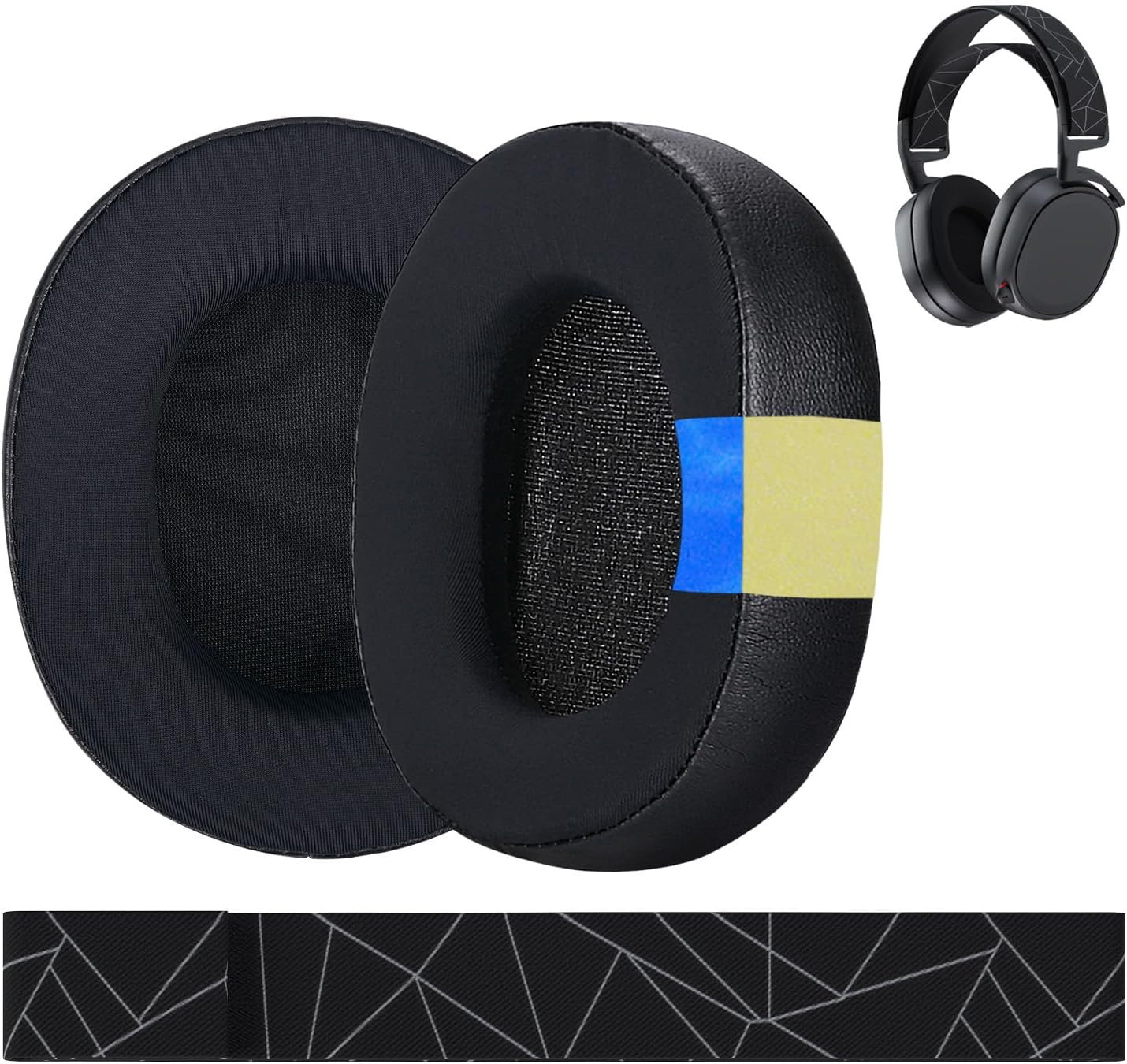 Ear Pads & Headband Replacement for Steelseries Arctis 7/9 / Pro & Prime Wireless Gaming Headset Etc. by MMOBIEL - Mesh Fabric Ear Pad Cushions & Elastic Fabric Headband Top Pad Cushion image number 5