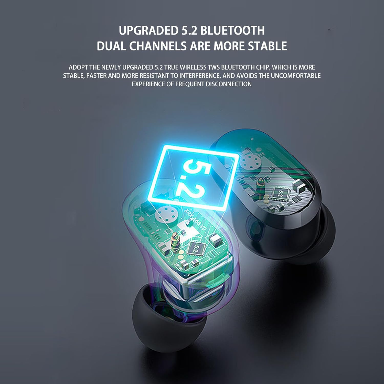 Echo Labs Ear Buds 2024 Edition, Wireless Audio Earbuds, Waterproof Bluetooth, LED Power Display (2Pcs Black)