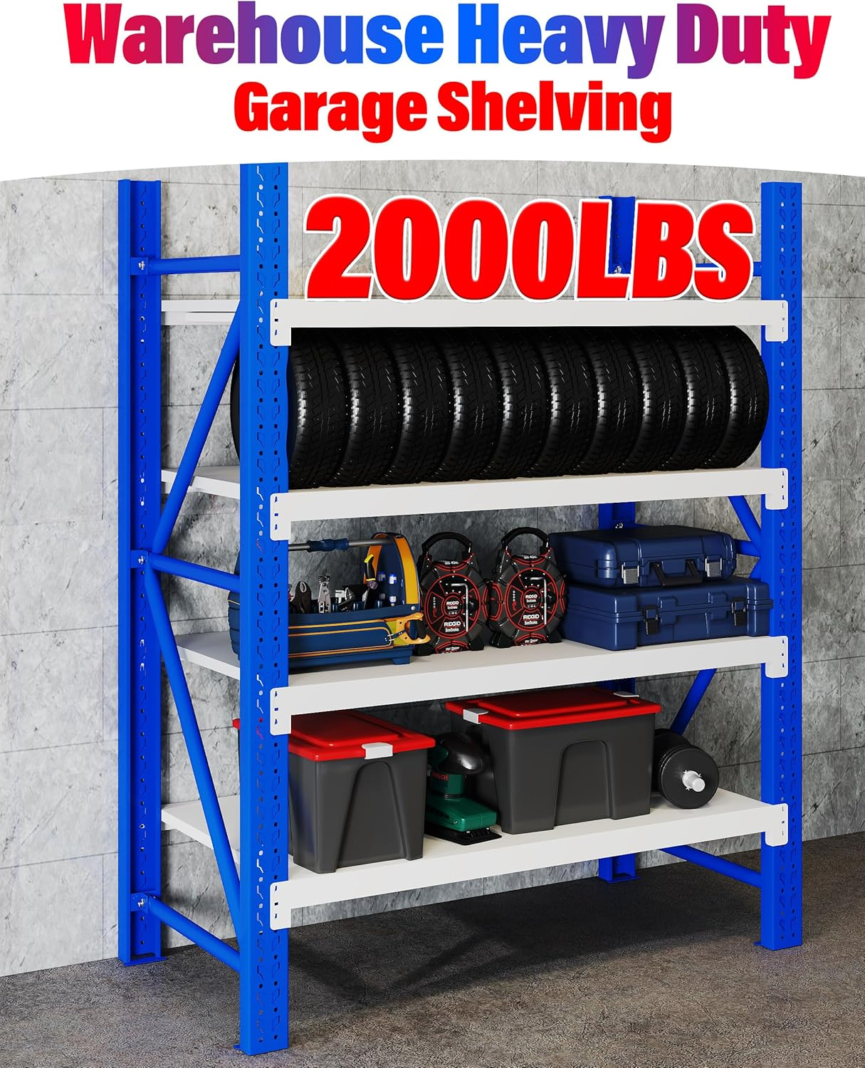 1.2M X 1.8M Heavy Duty Metal Shelving System (Blue and White) image number 3