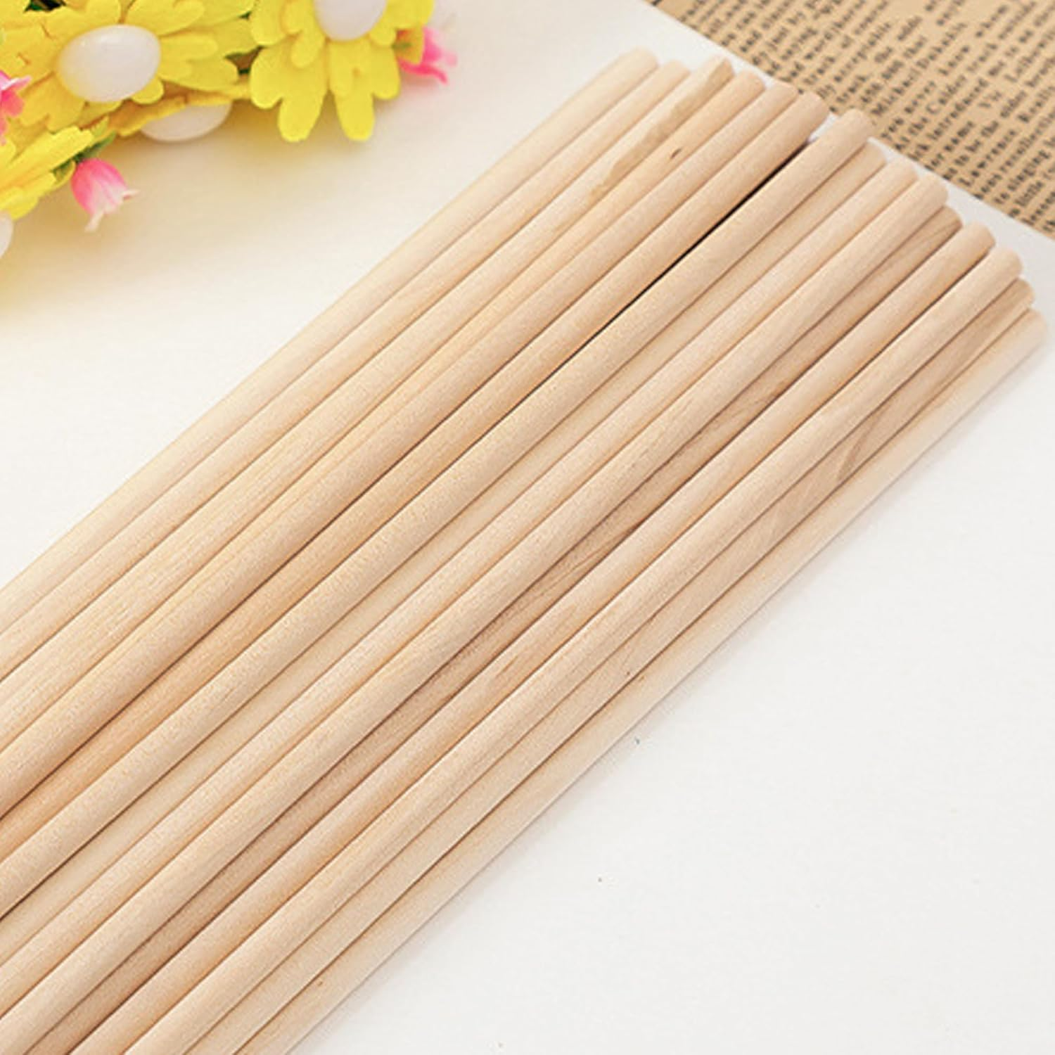 Enkrio 50PCS Dowel Rods Wood Sticks Wooden Dowel Rods - 3/16 X 6 Inch Unfinished Wood for Crafts Doweling Rods for Crafts and Diyers - 1/4'' X 12'' Dowels image number 3