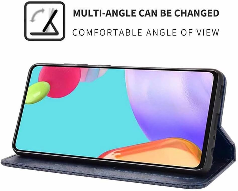 SEAHAI Leather Folio Case for Motorola Edge 60 Fusion/Edge 60 5G, Premium PU Wallet Cover with Credit Card Pocket/Cash Slots/Support Kickstand, Flip Magnetic Automatic Adsorption Shell - Blue image number 5