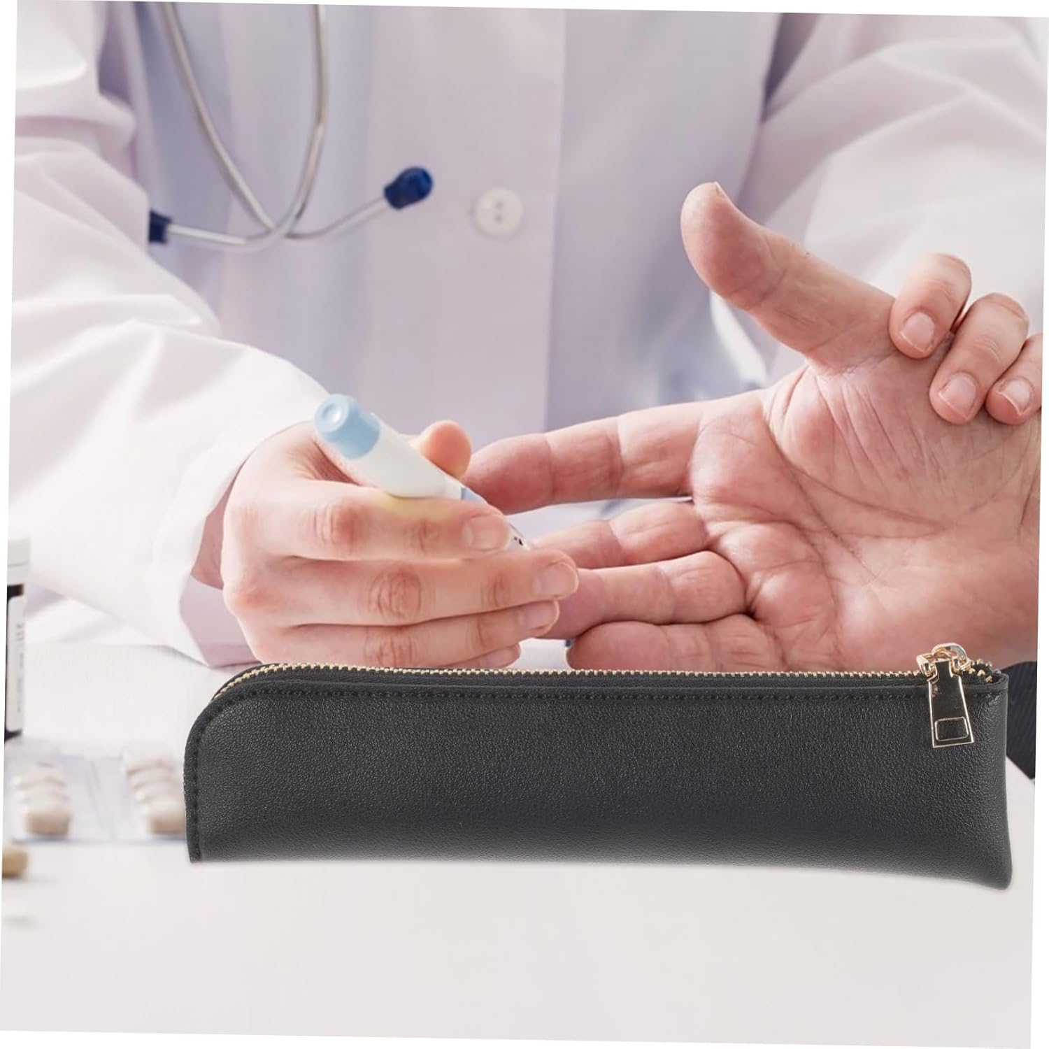 Insulated Travel Case Leather Pen Storage Bag Pen Sleeve Pen Packing Bag image number 6