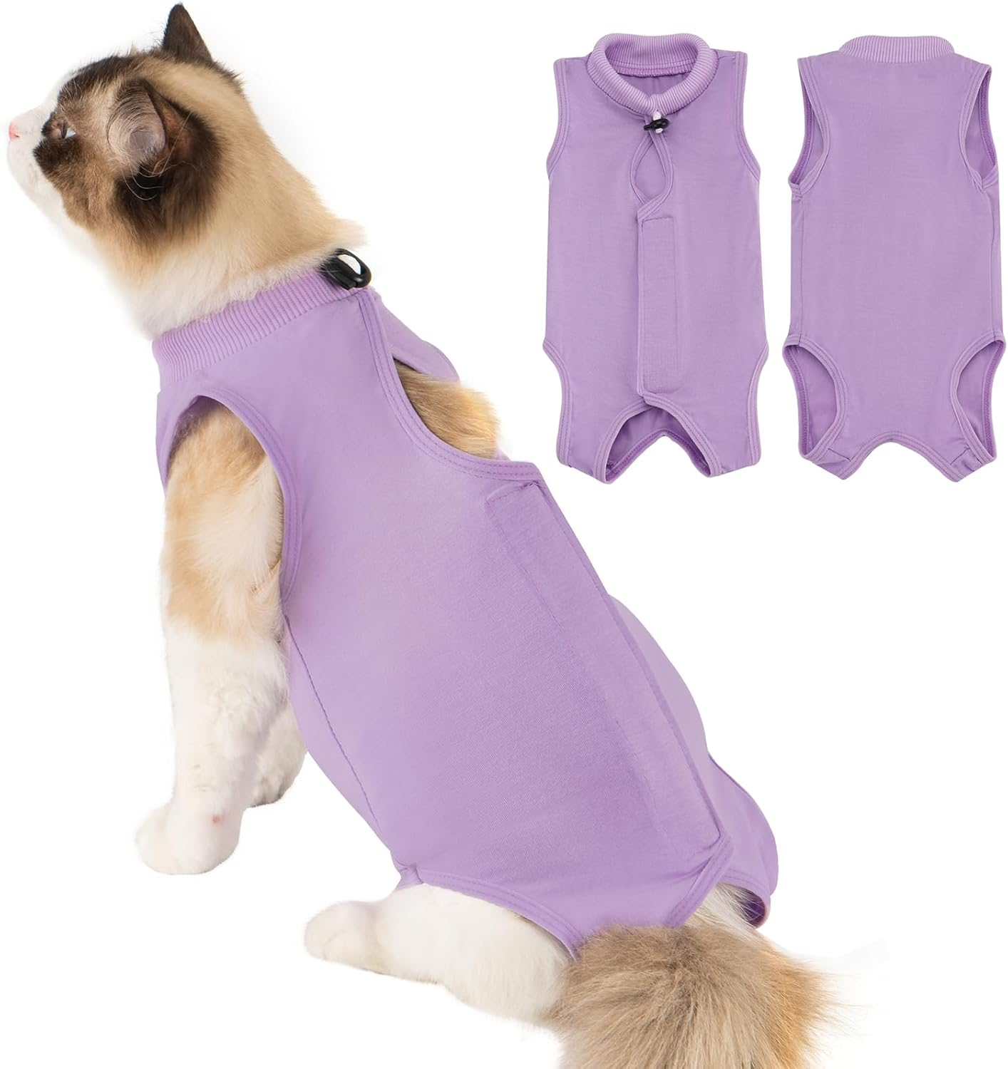 Avont Cat Recovery Suit&ndash;Soft Post-Surgery Onesie, Breathable Cone-Of-Shame Alternative for Spayed Females Cat, Skin Wound Care -Purple(S)