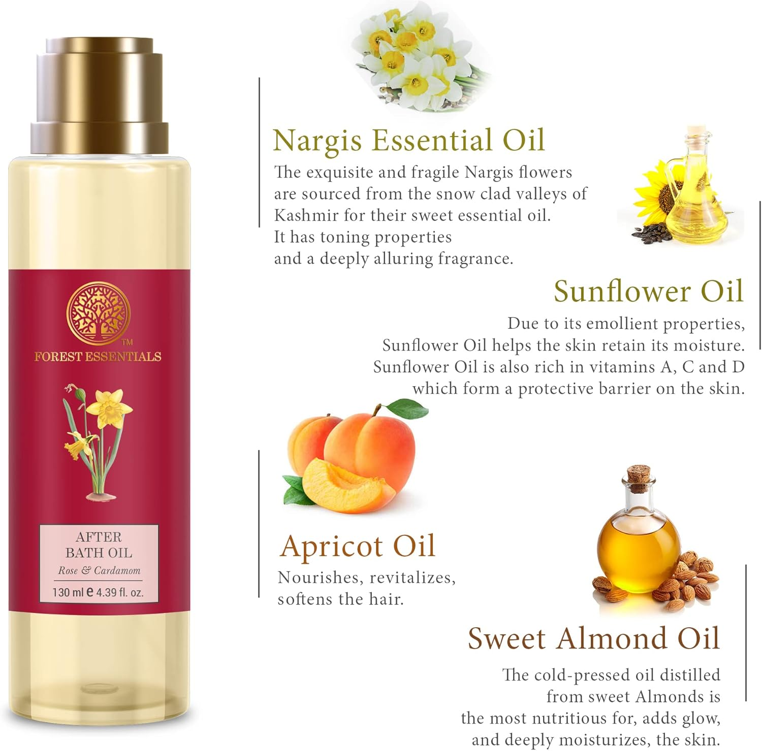 Forest Essentials after Bath Oil Nargis 130 Ml (Body Oil) image number 2