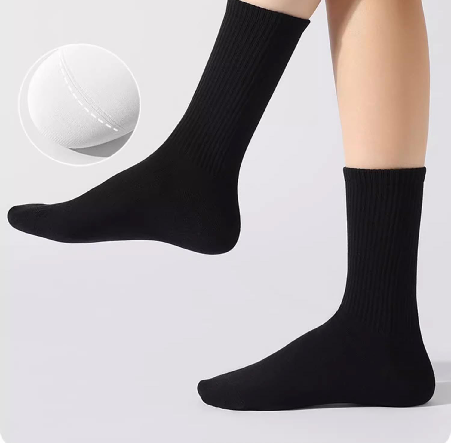 3-6 Pack White Crew Socks Women,Casual Athletic Aesthetic Socks Combed Cotton Socks for Women Granola Girls Clothes,H HOME-MART Womens Crew Lightweight Thin Casual Calf White Socks image number 4