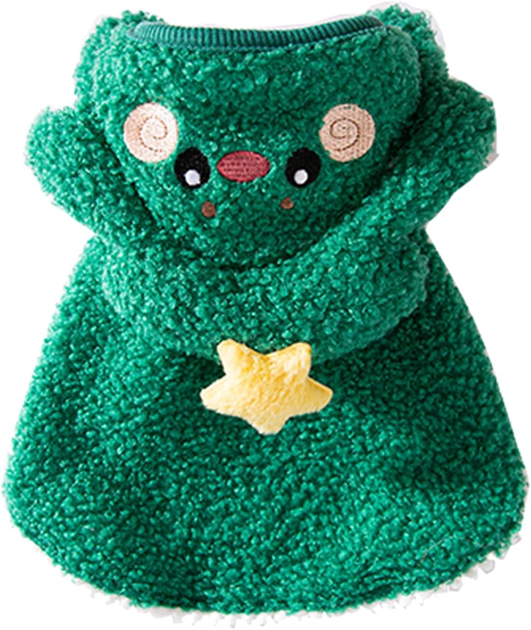 PLUSHCEWT Pet Christmas Costume Cat Christmas Outfit Cute Green Christmas Tree Dog Cape Xmas Costumes Christmas Pet Clothes Suitable for Small Medium Dogs Cats and Kittens