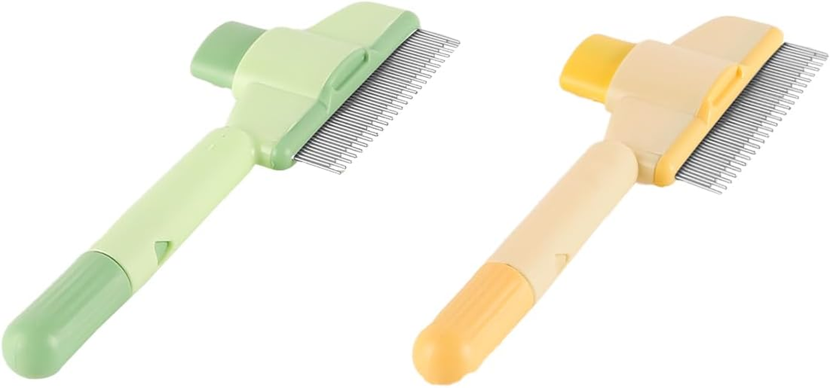 Laroal Cat Comb with Release Button, Dog Grooming Comb with Long and Short round Teeth, Stainless Steel, Pack of 2 image number 4