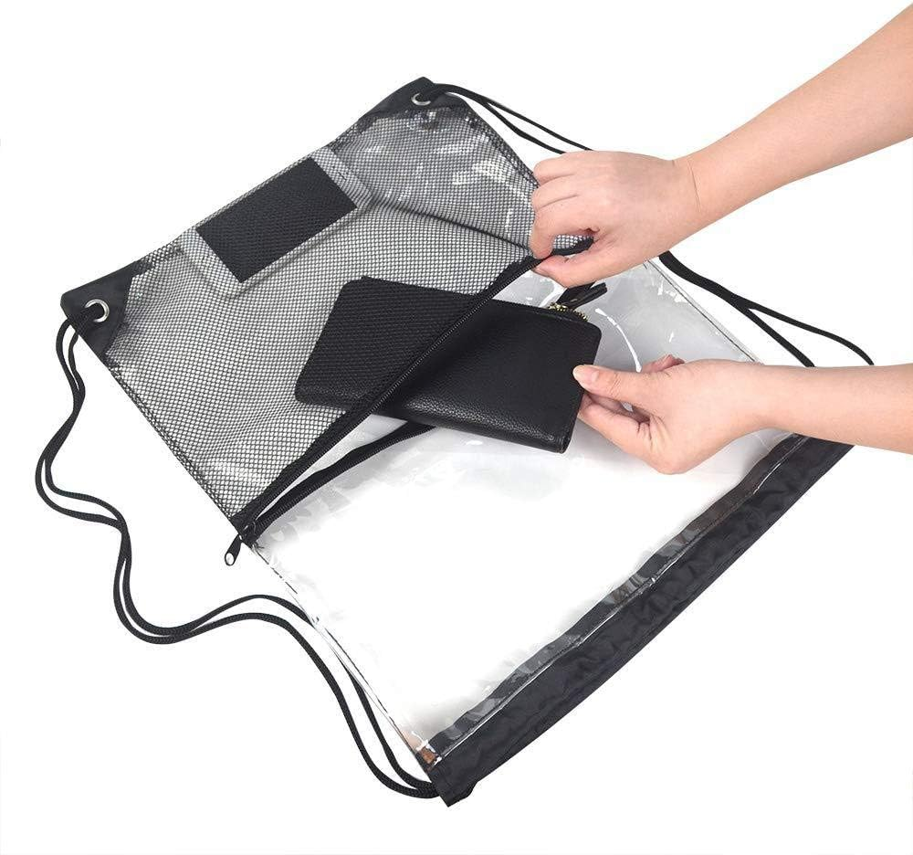 2 Pack Clear Drawstring Bags PVC Waterproof Drawstring Backpack Stadium Transparent Drawstring Bag for Concert Stadium Events Sport Travel image number 2
