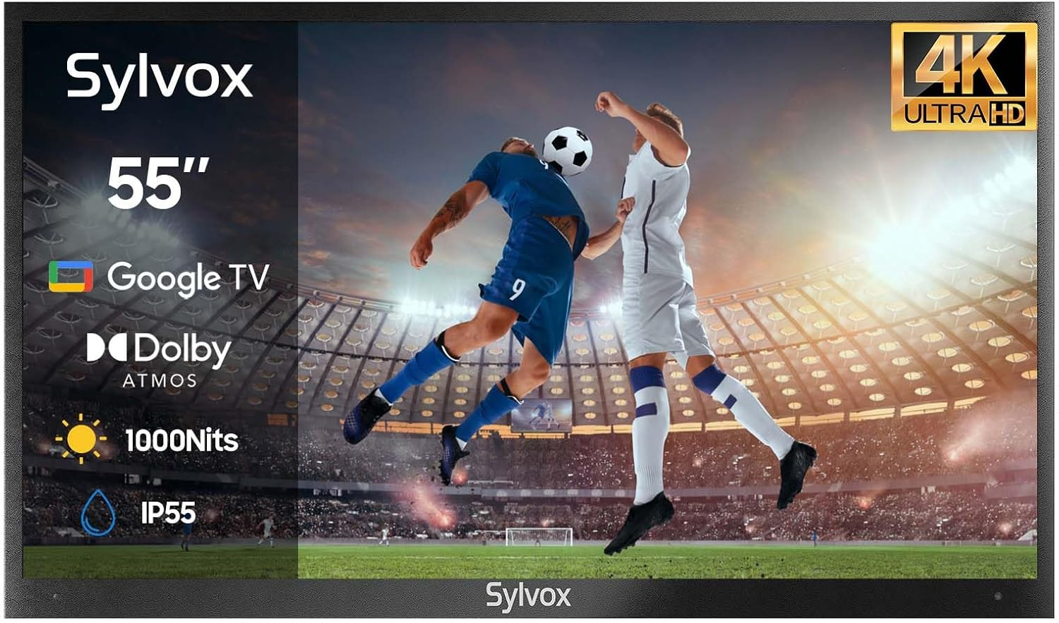 SYLVOX Outdoor TV, 55 Inch Smart TV Waterproof Outdoor Tvs, 4K Weatherproof Television for Outside, Support Google Assistant, Chromecast, 1000 Nit Brightness Partial Sun (Deck Pro 2.0,2024)
