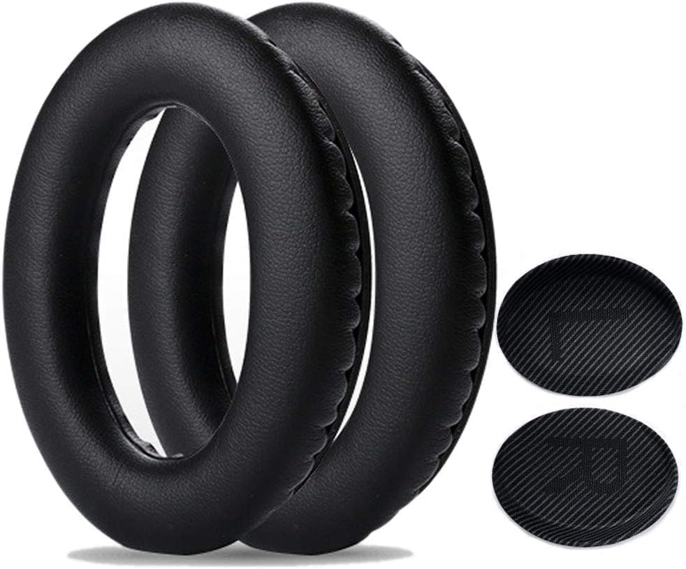Replacement Earpads Cushions for Bose Quietcomfort 35 (QC35) & Quiet Comfort 35 II (QC35 Ii) Headphones, Ear Pads with Softer Leather, Noise Isolation Foam, Added Thickness (Black)