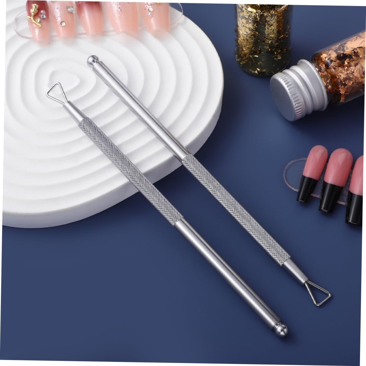 VICASKY 6Pcs Nail Polish Removal Tool Cuticle Pusher Stainless Steel Nail Tools image number 1