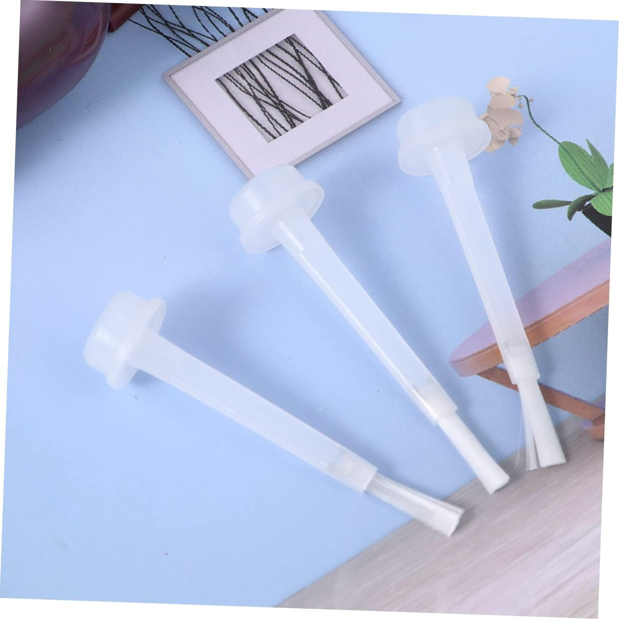 IWOWHERO Nail Varnish Replacement Brushes White Liquid Dip Powder Brush for Efficient Manicure Nail Dipping Powder Kit Durable Portable Replacement image number 1