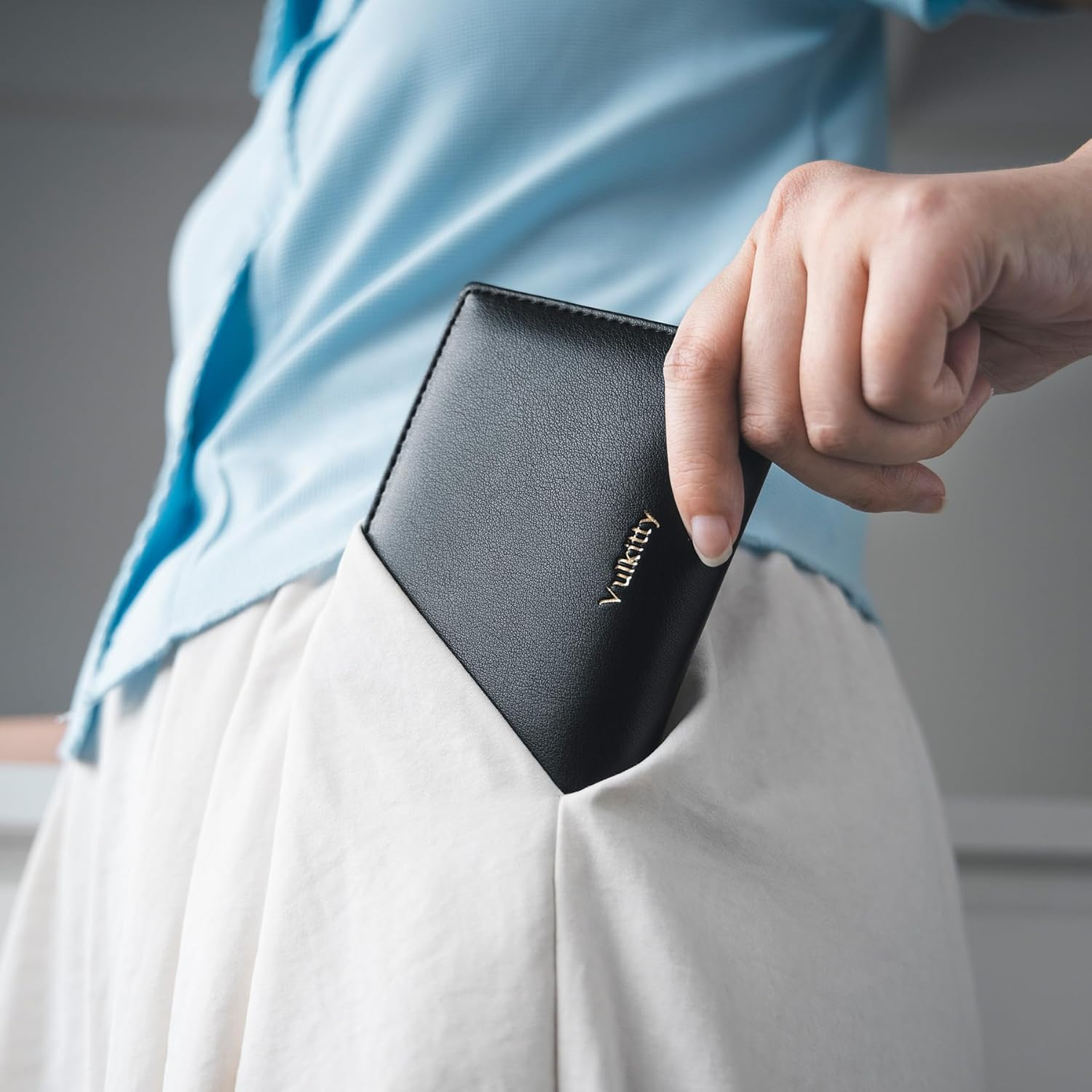 Vulkitty Small Wallet for Women with Coin Pocket RFID Blocking Card Holder Wallet Bifold Wallet Soft Leather, Black image number 2